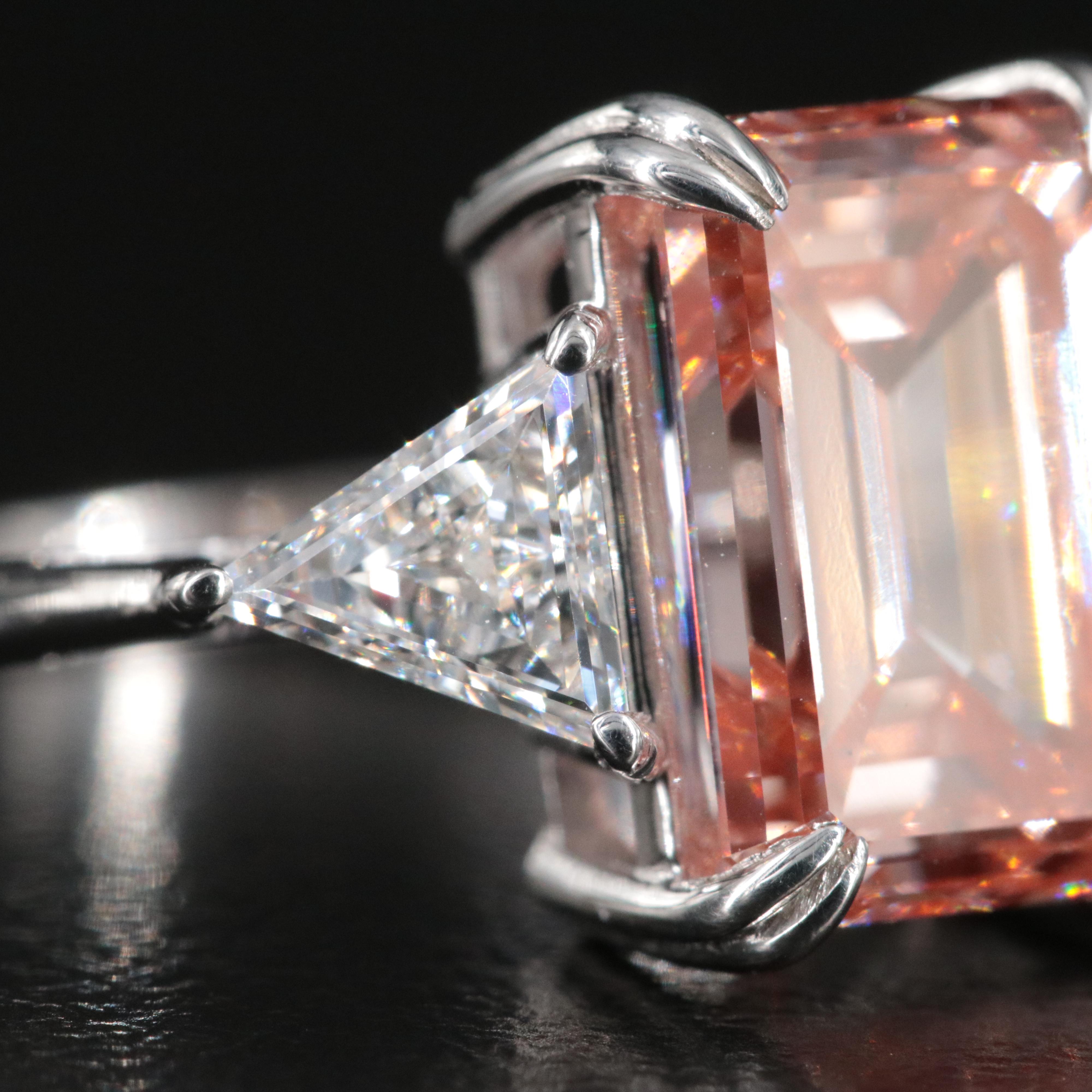 14K 5.06 CTW Lab Grown Diamond Ring with Fancy Pink Center and IGI Report