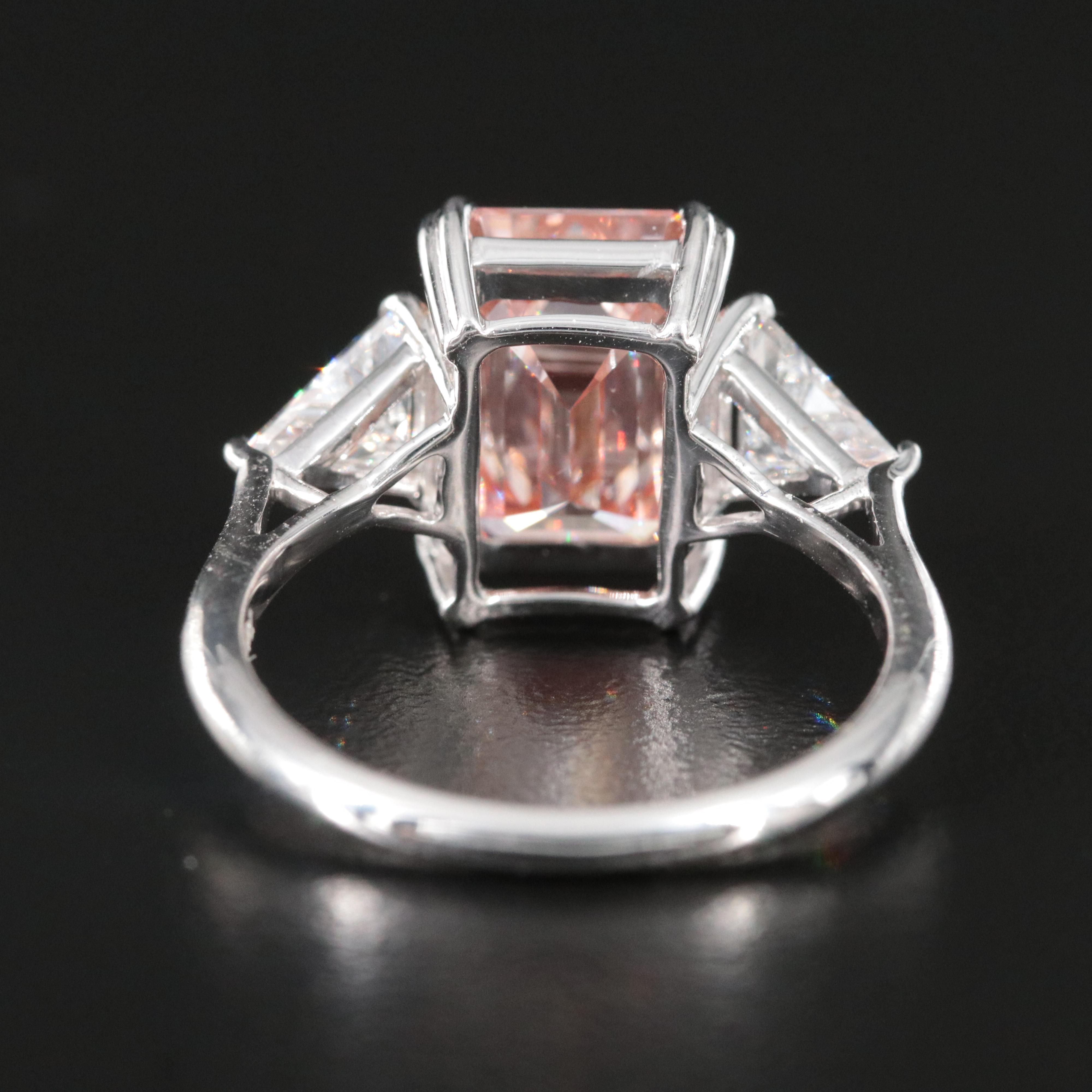 14K 5.06 CTW Lab Grown Diamond Ring with Fancy Pink Center and IGI Report