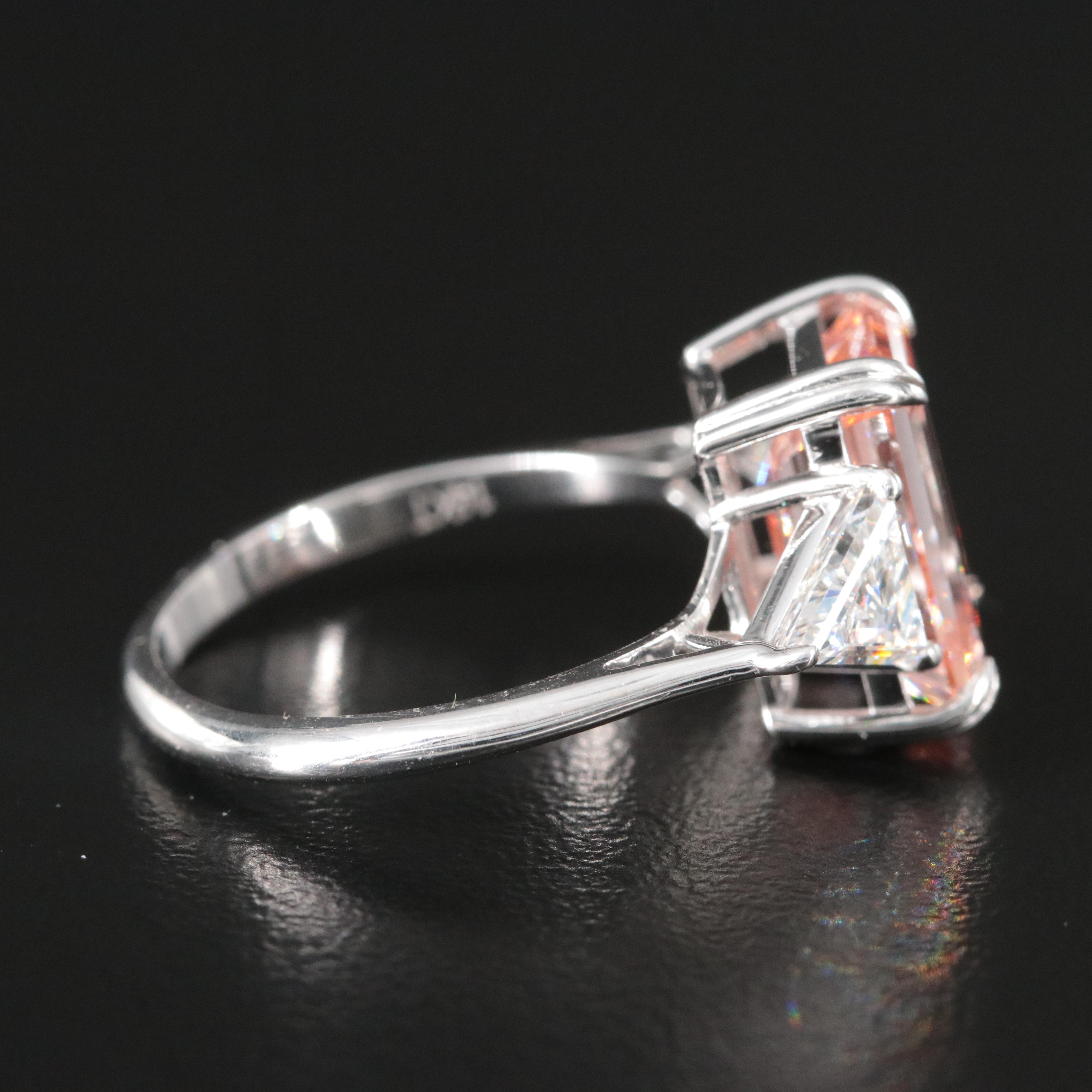 14K 5.06 CTW Lab Grown Diamond Ring with Fancy Pink Center and IGI Report