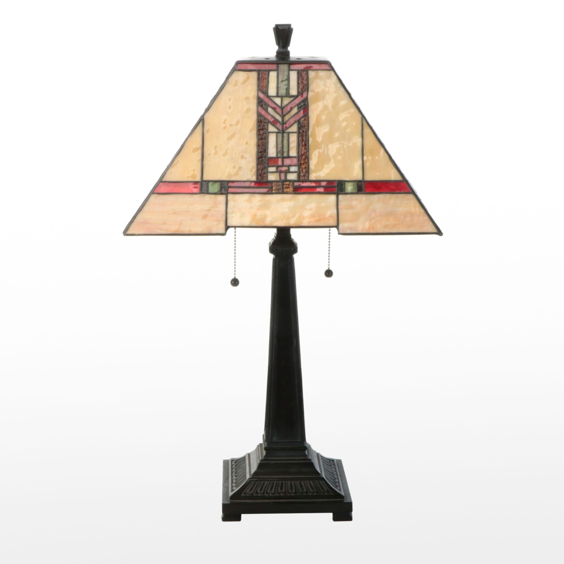 Art Deco Style Slag Glass Table Lamp