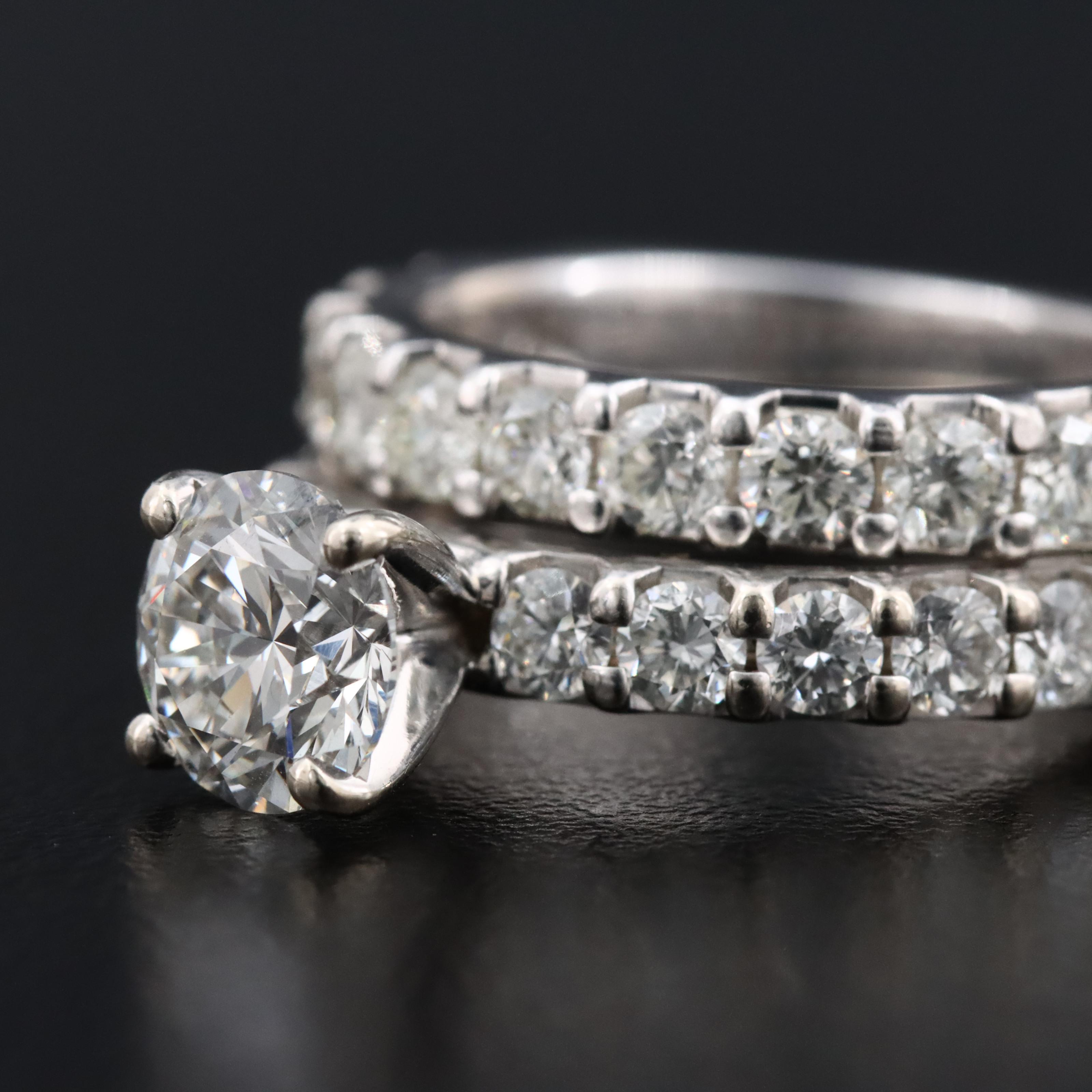 14K 3.06 CTW Diamond Ring Set with Lab Grown Center