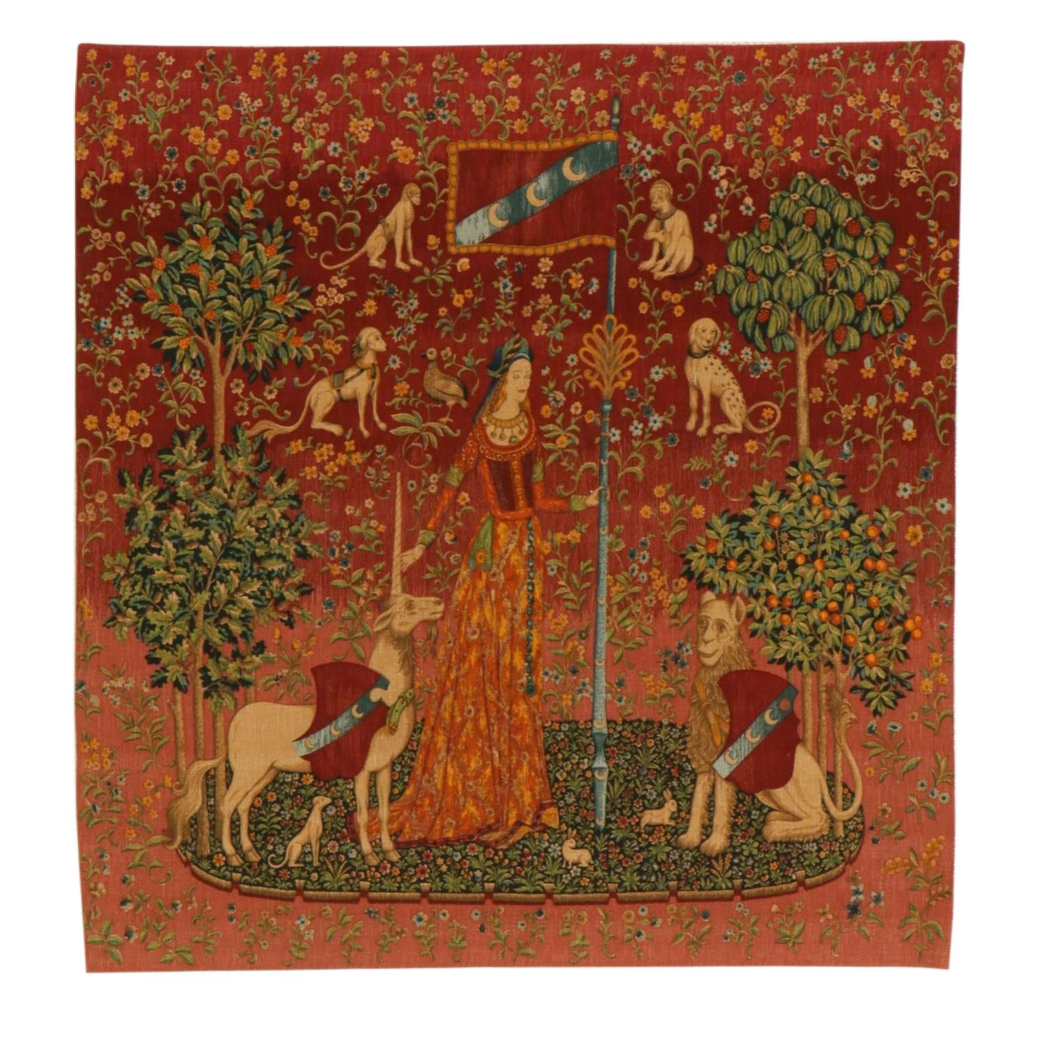 Jacquard Wall Tapestry After The Lady and The Unicorn, 20th Century