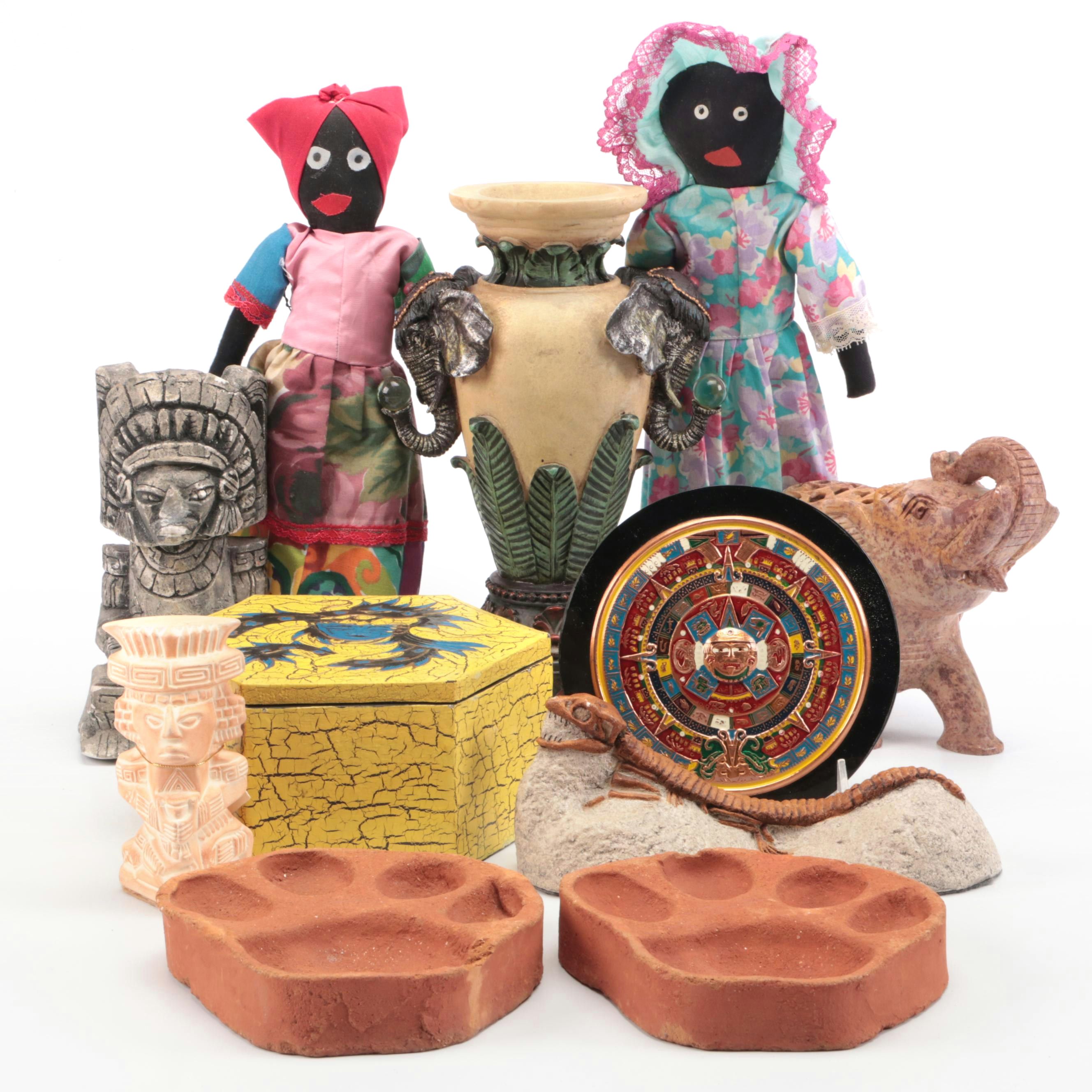 Travel Souvenirs From Mexico, India, and Africa with Jamaican Cloth Dolls