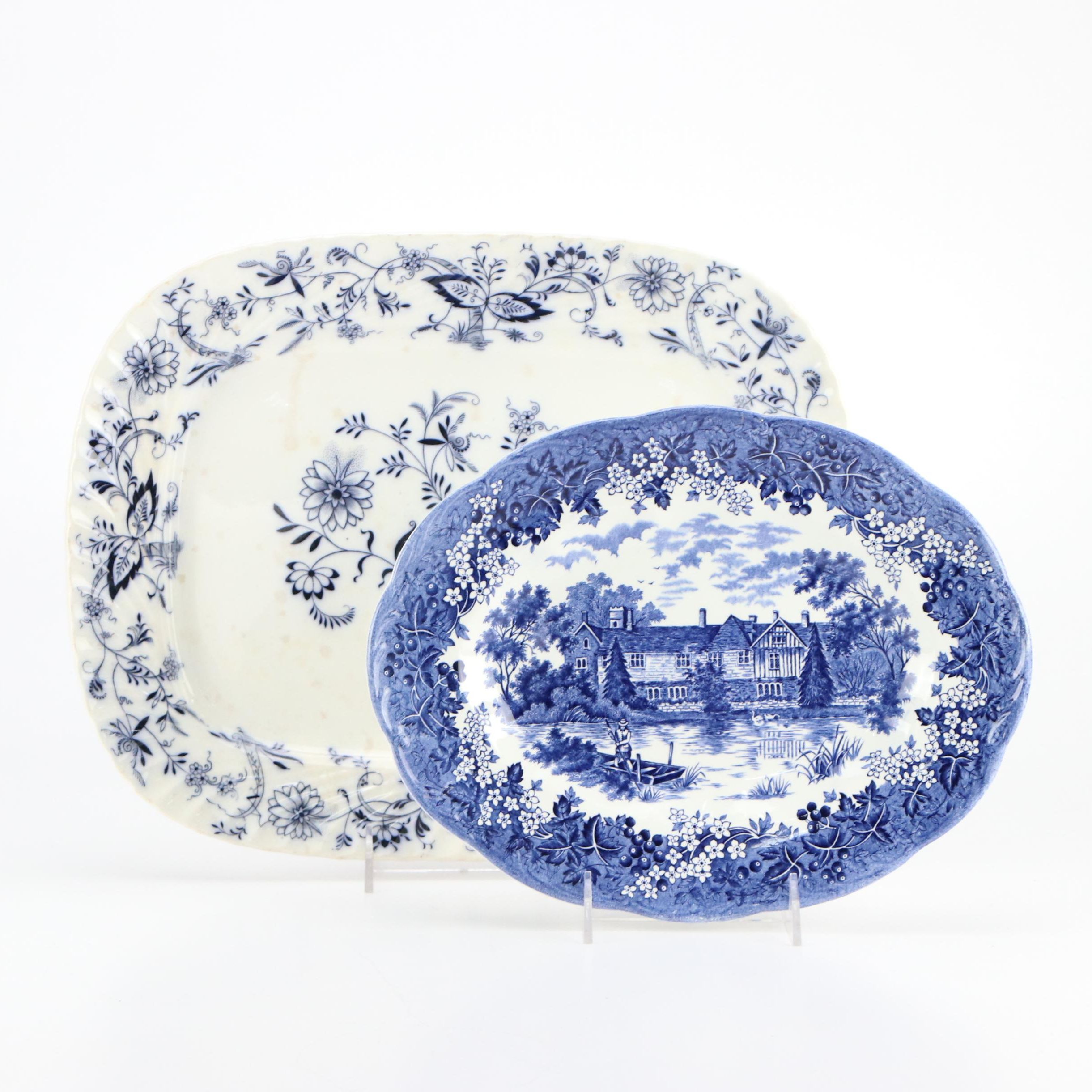 J & G Meakin "Romantic England" Ironstone Plate with Ceramic Tray