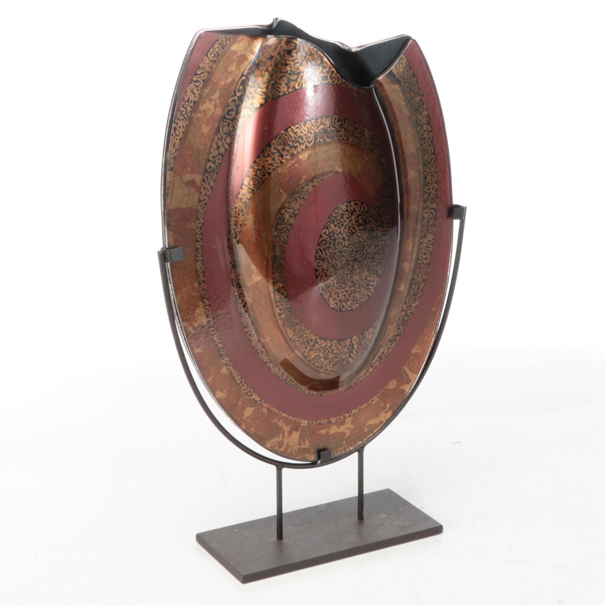 Evans Designs of California Handcrafted Studio Glass Ovoid Vessel Sculpture