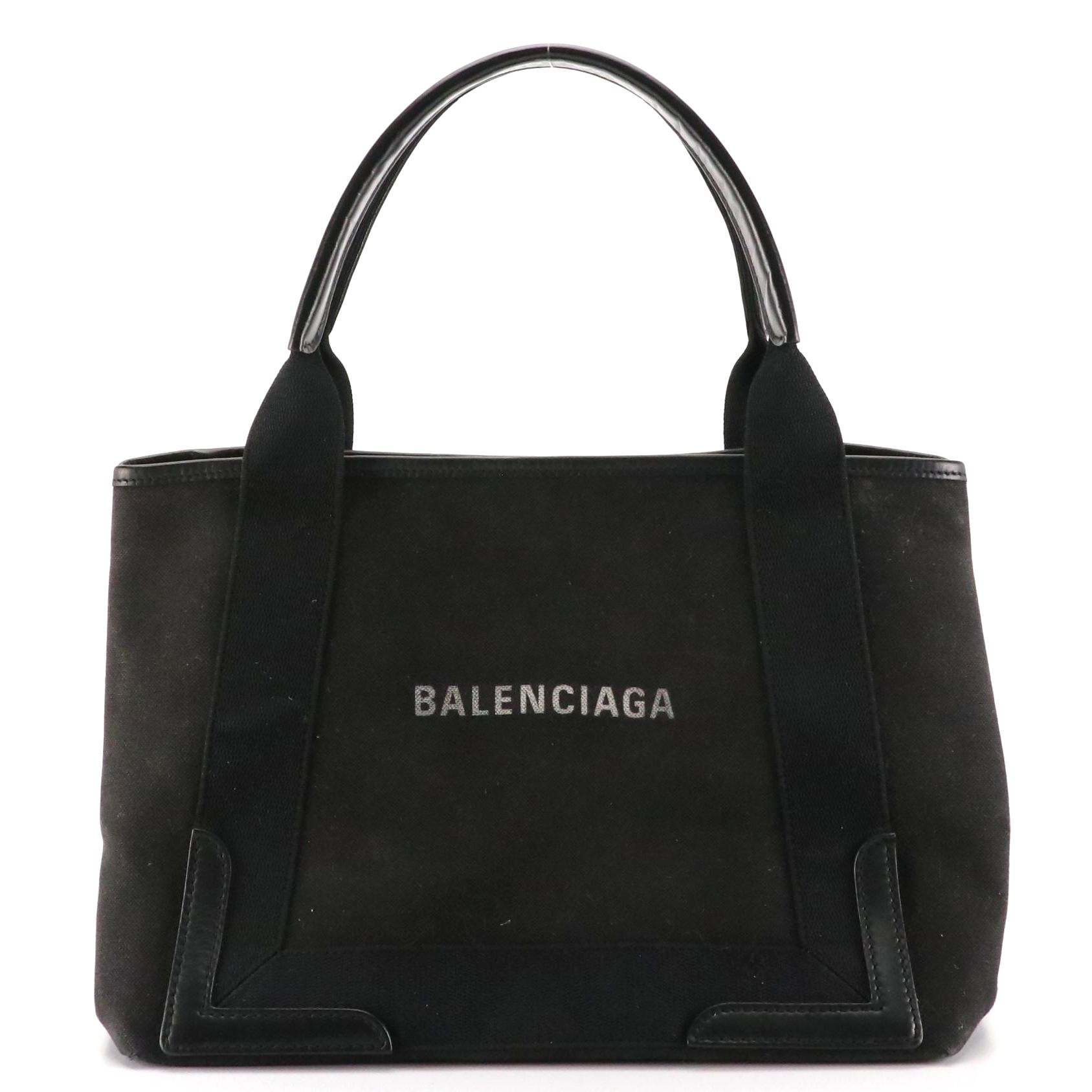 Balenciaga Small Cabas Tote and Zip Pouch in Black Canvas with Leather Trim