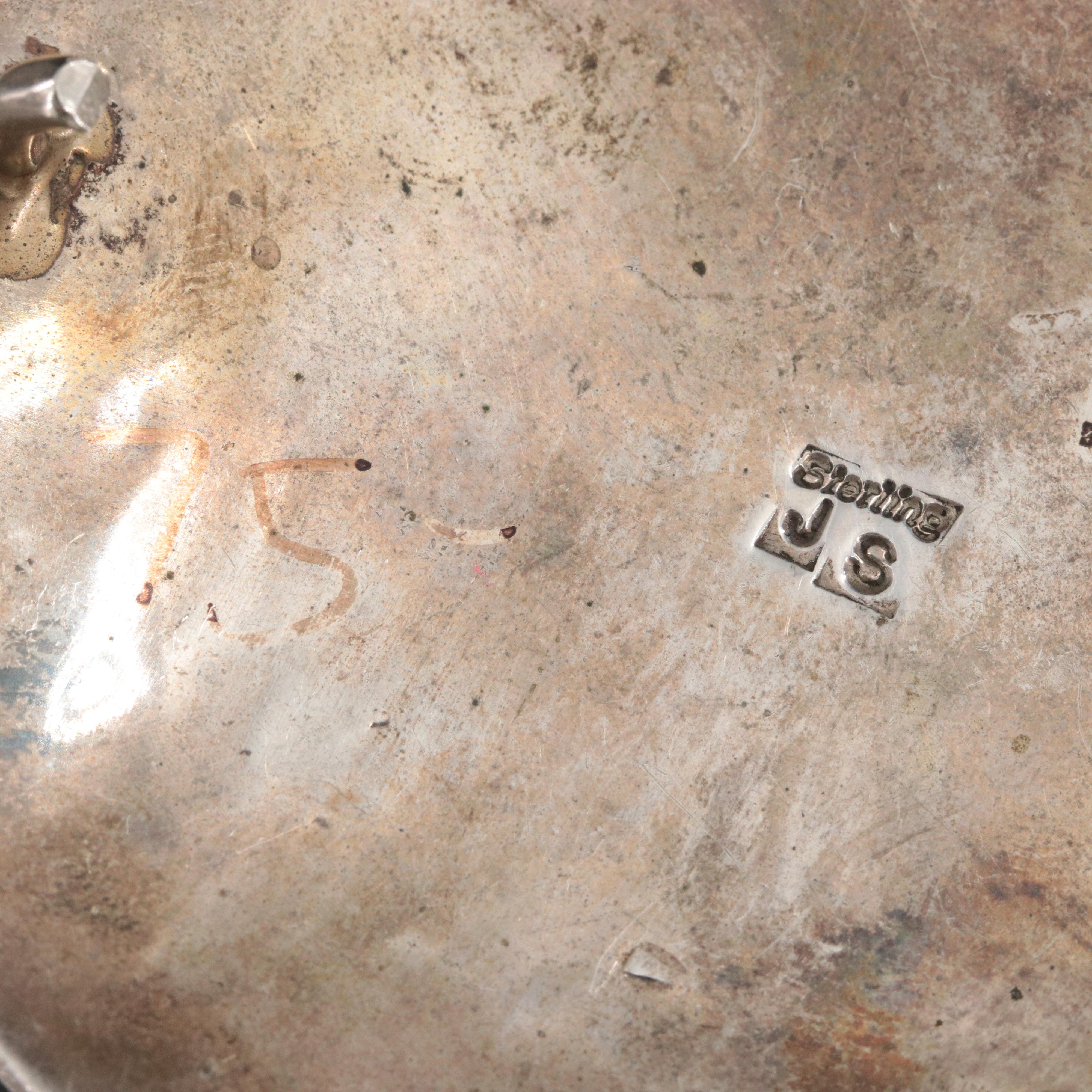 Southwest Sterling Turquoise Signed JS Belt Buckle