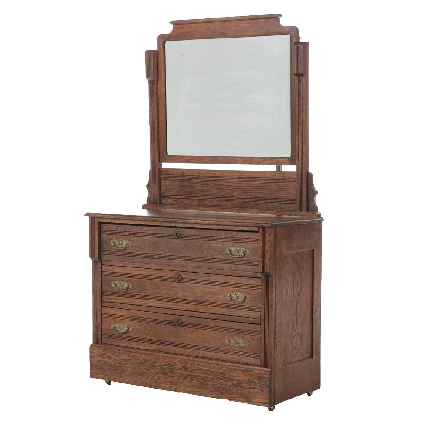 Eastlake Oak Three-Drawer Dresser