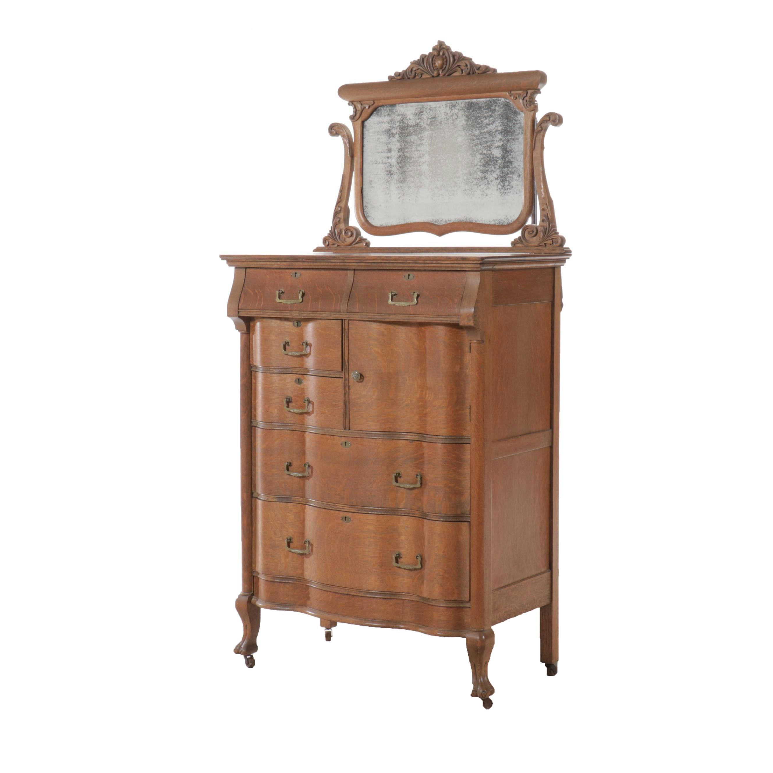 Antique Oak Serpentine Front Dresser