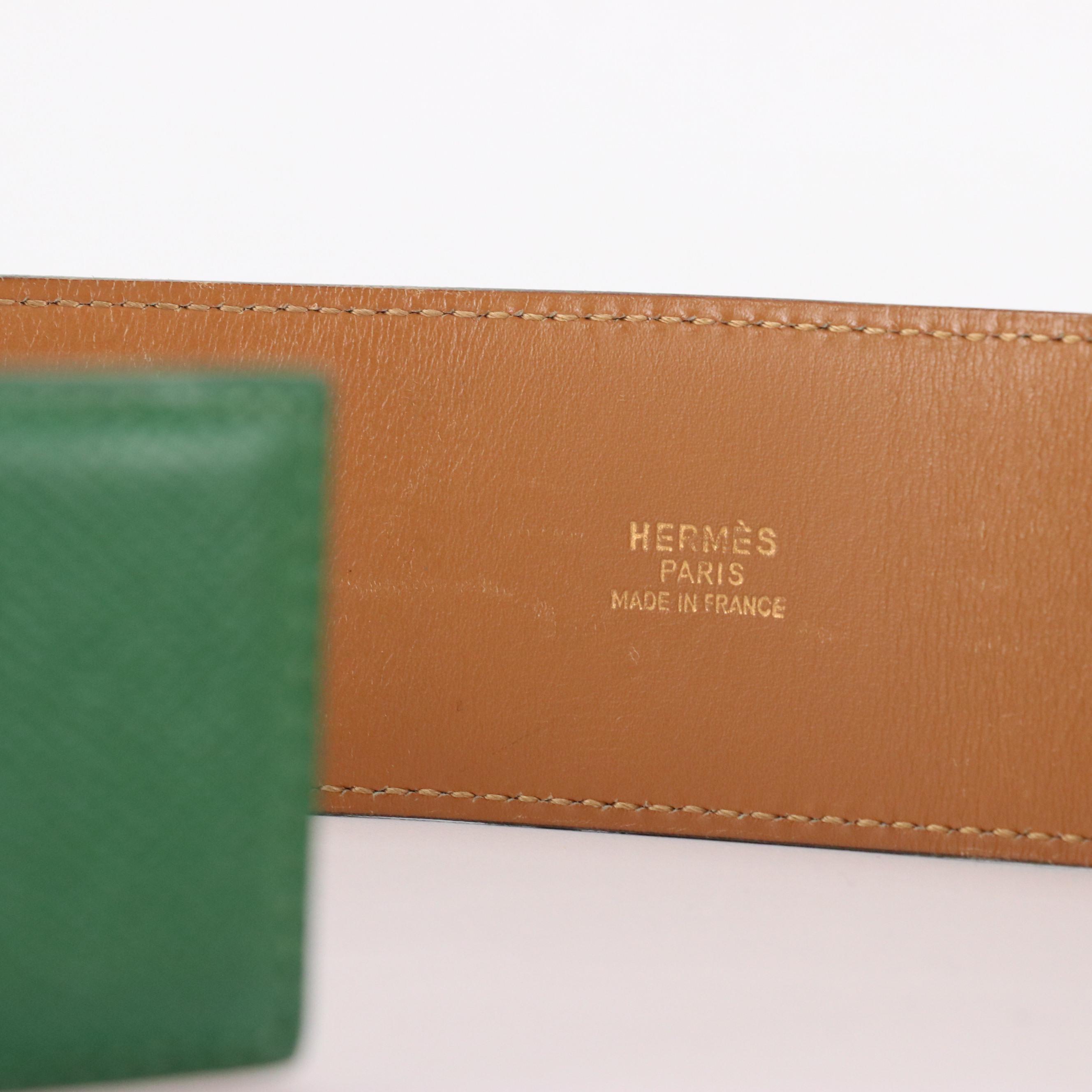 Hermès Collier de Chien Green Veau Grain Lisse Leather Belt