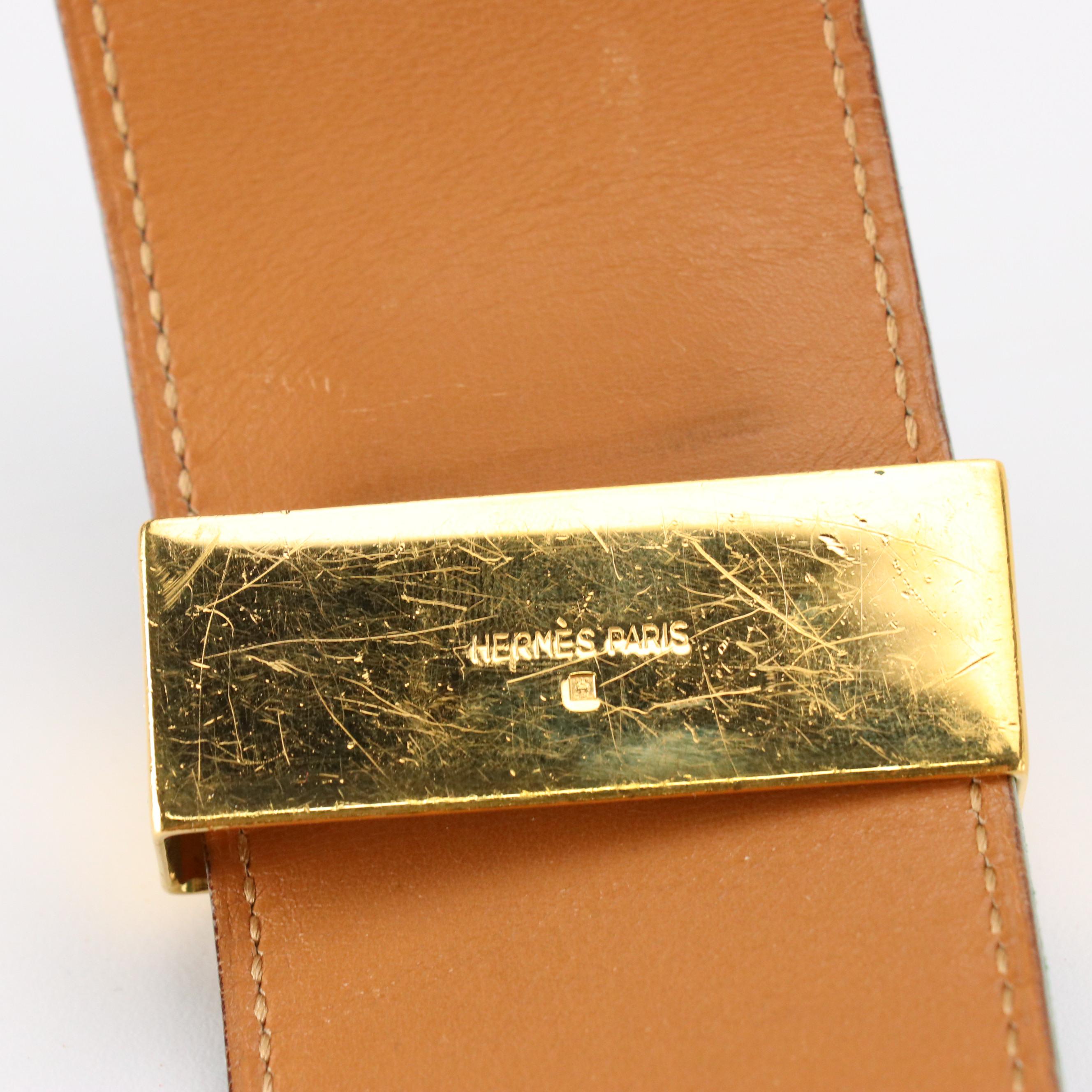 Hermès Collier de Chien Green Veau Grain Lisse Leather Belt