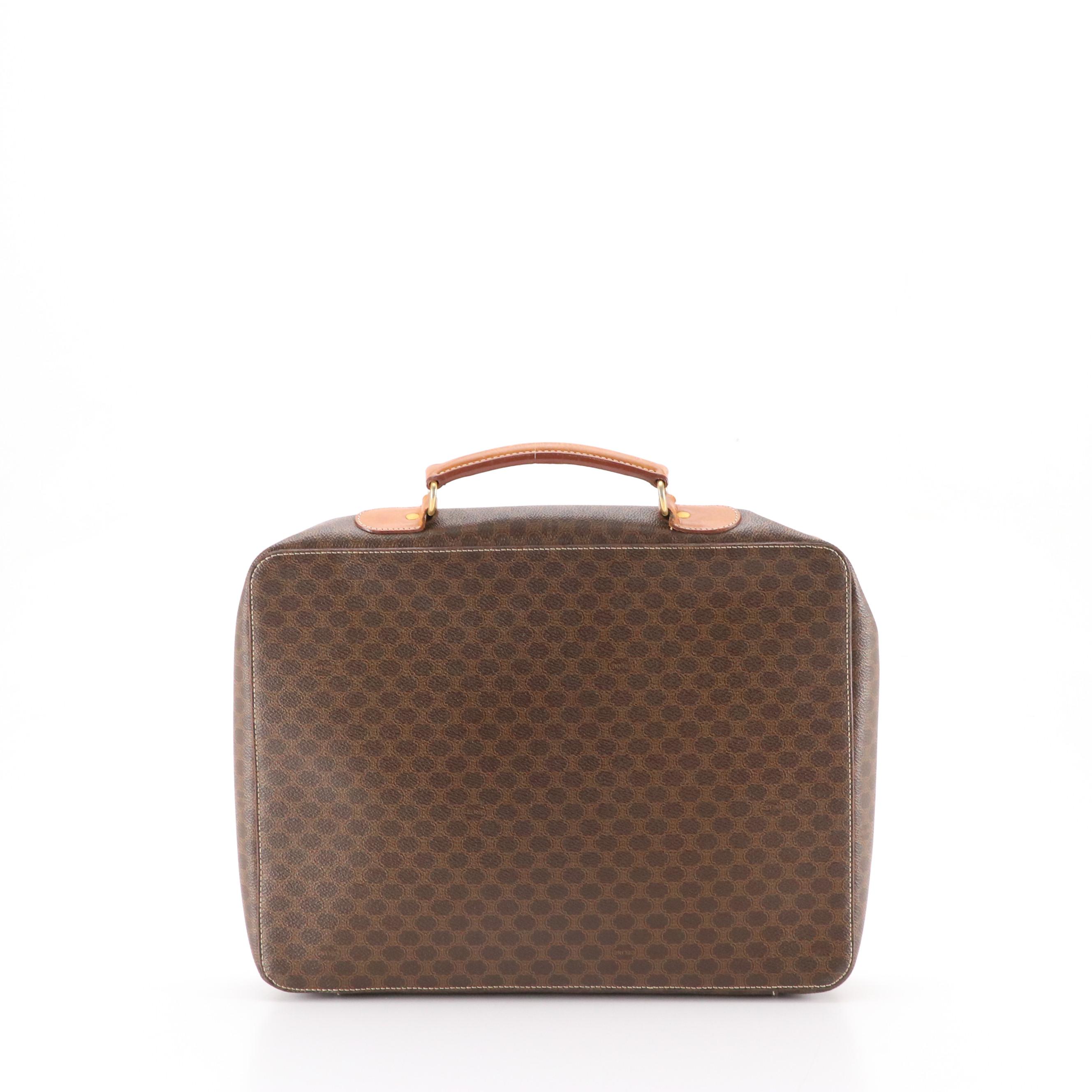 Celine Briefcase in Brown Macadam Canvas and Leather