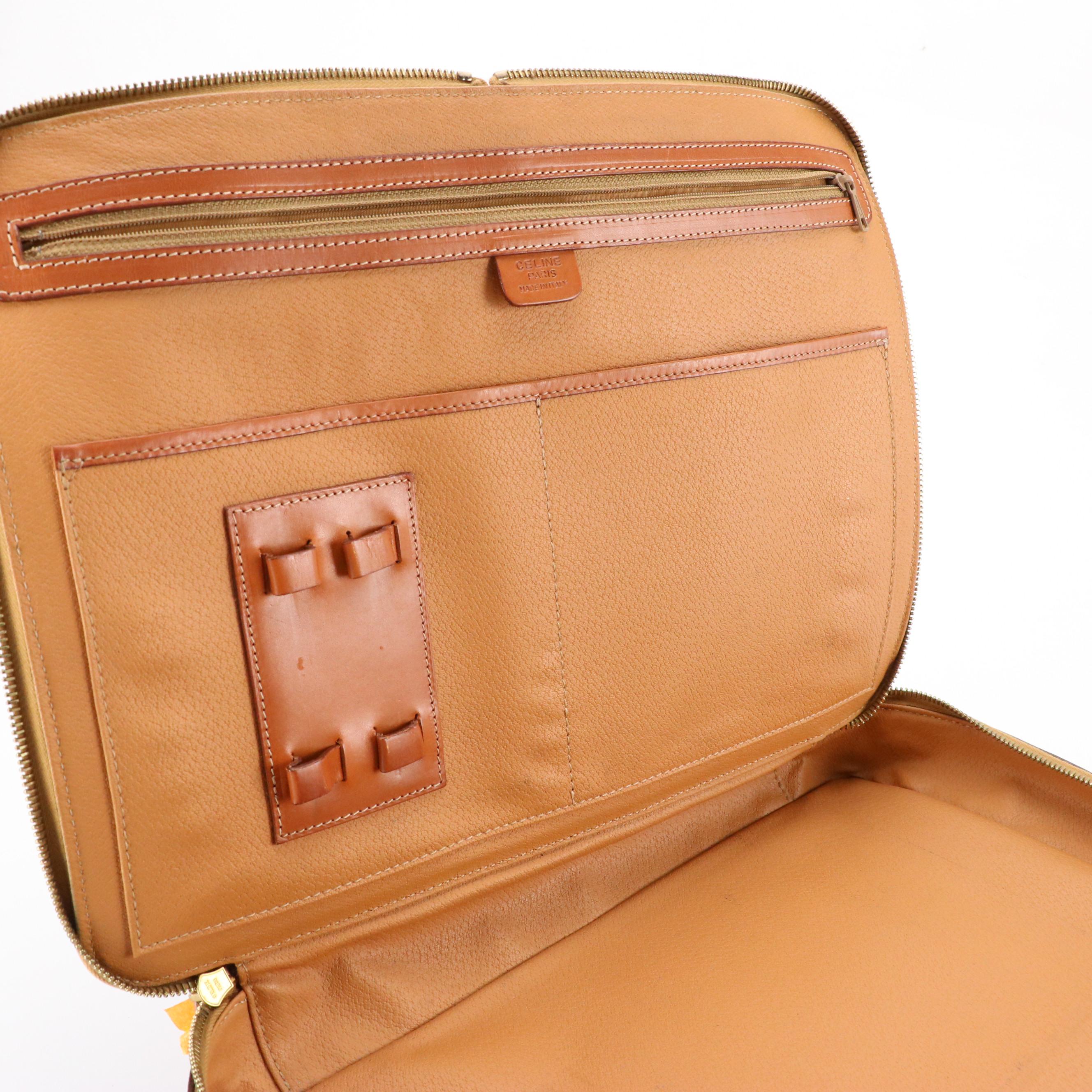 Celine Briefcase in Brown Macadam Canvas and Leather