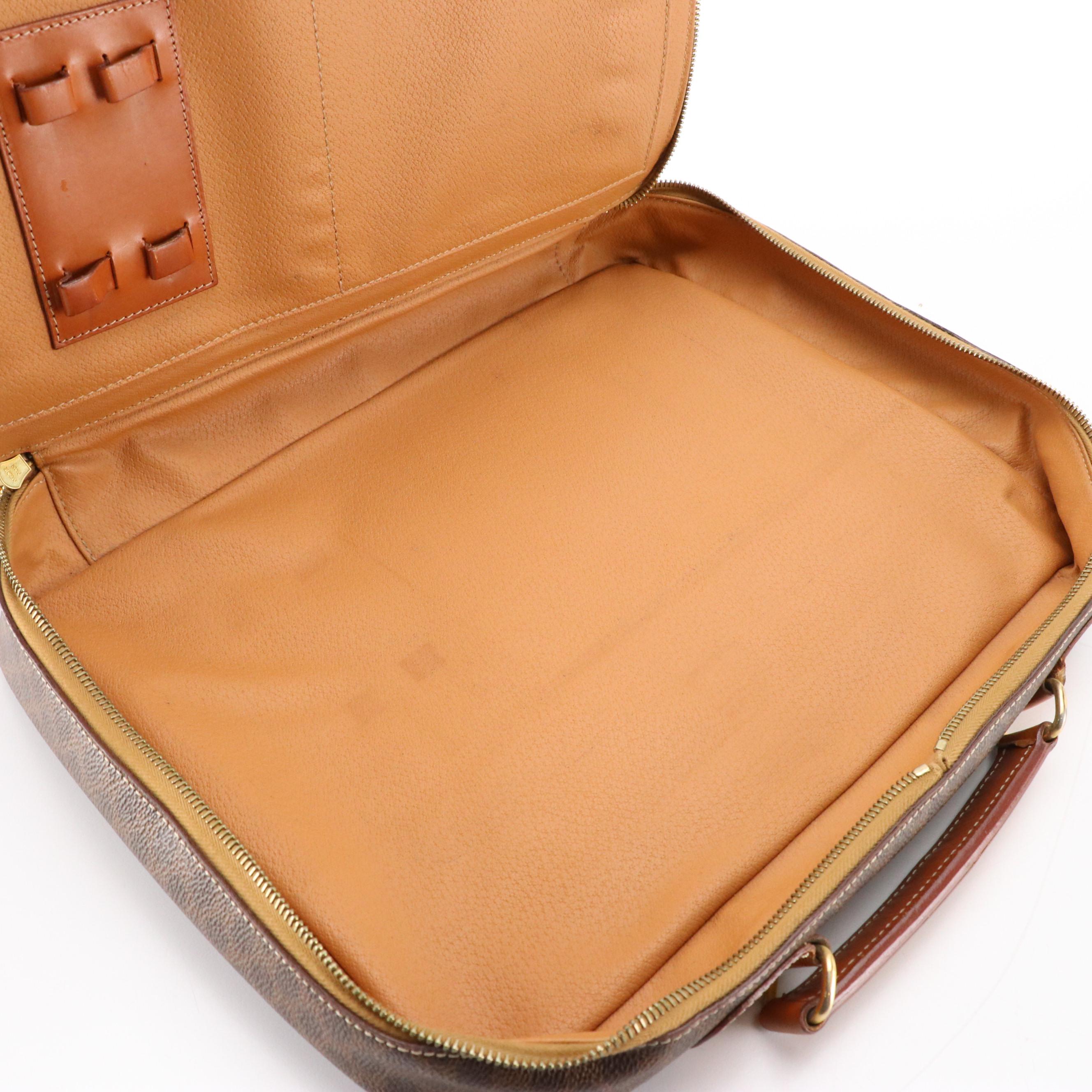 Celine Briefcase in Brown Macadam Canvas and Leather