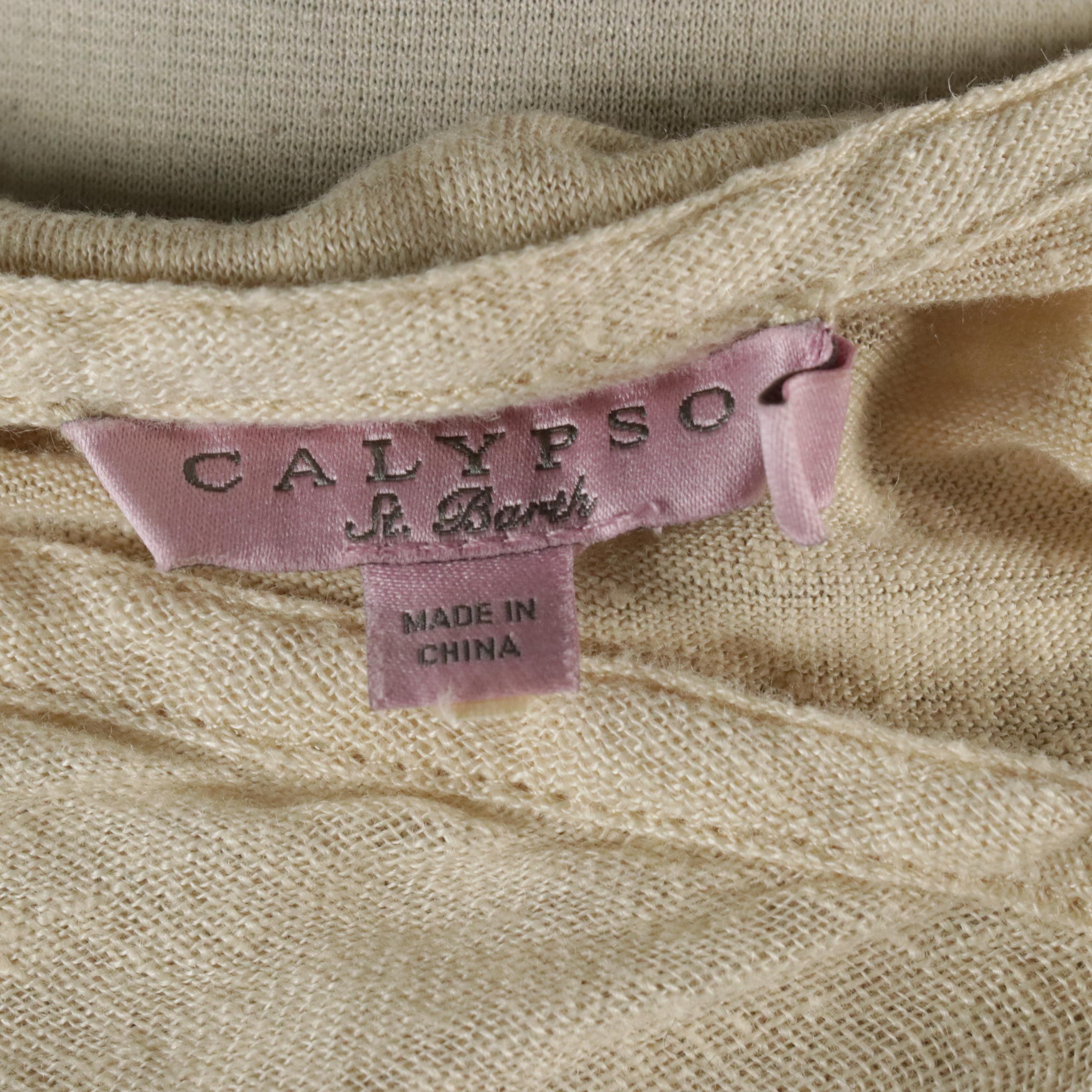 Erin Ivory Lace-Layered Blouse and Calypso Beige Linen Long Sleeve Top