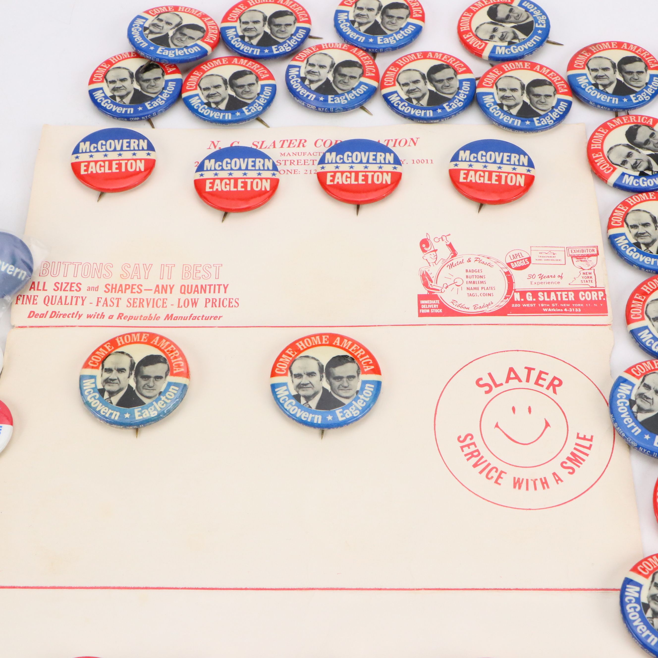 George McGovern Political Campaign Pinbacks, Mid-20th Century