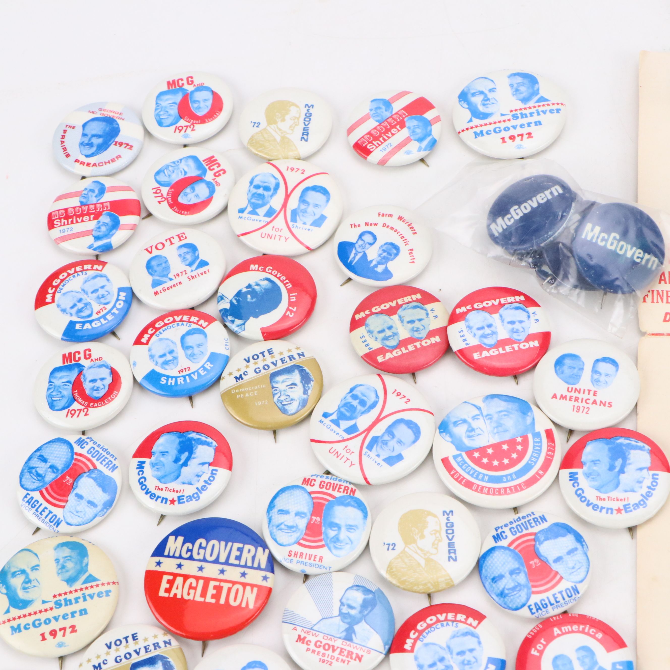 George McGovern Political Campaign Pinbacks, Mid-20th Century