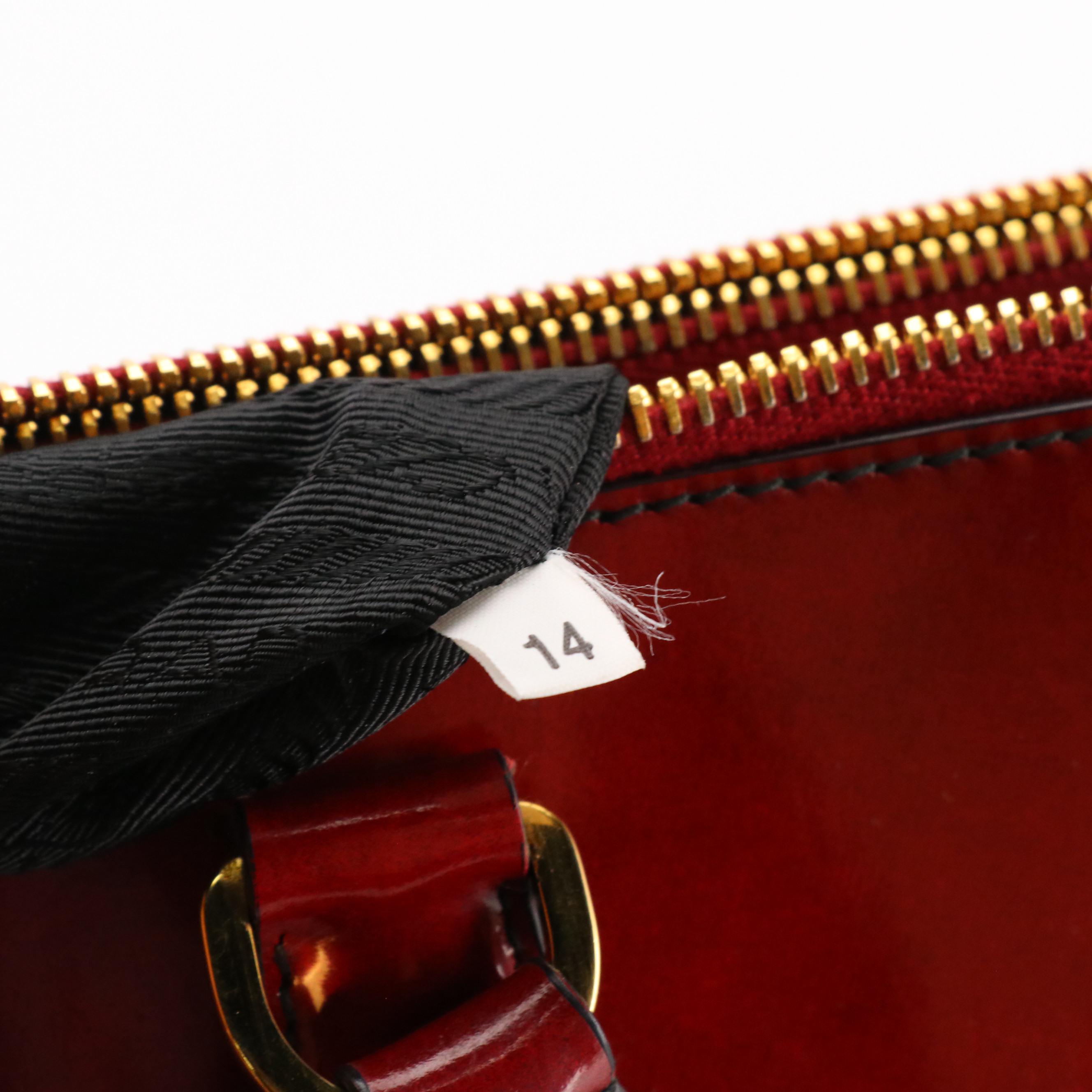 Prada Large Galleria Double Zip Handbag Tote in Dark Red Patent Leather