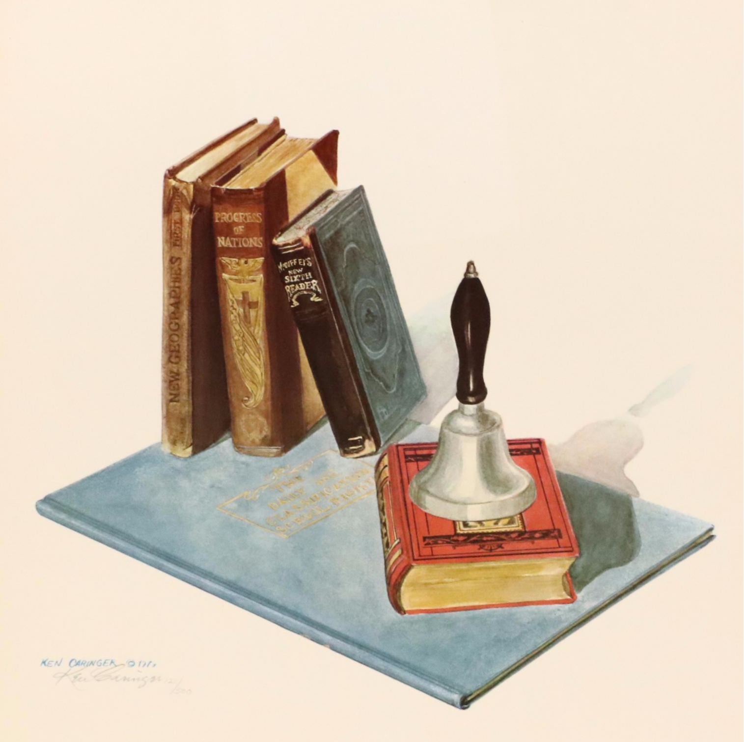 Ken Caringer Still Life Offset Lithograph "School Time" and Other Print, 1979