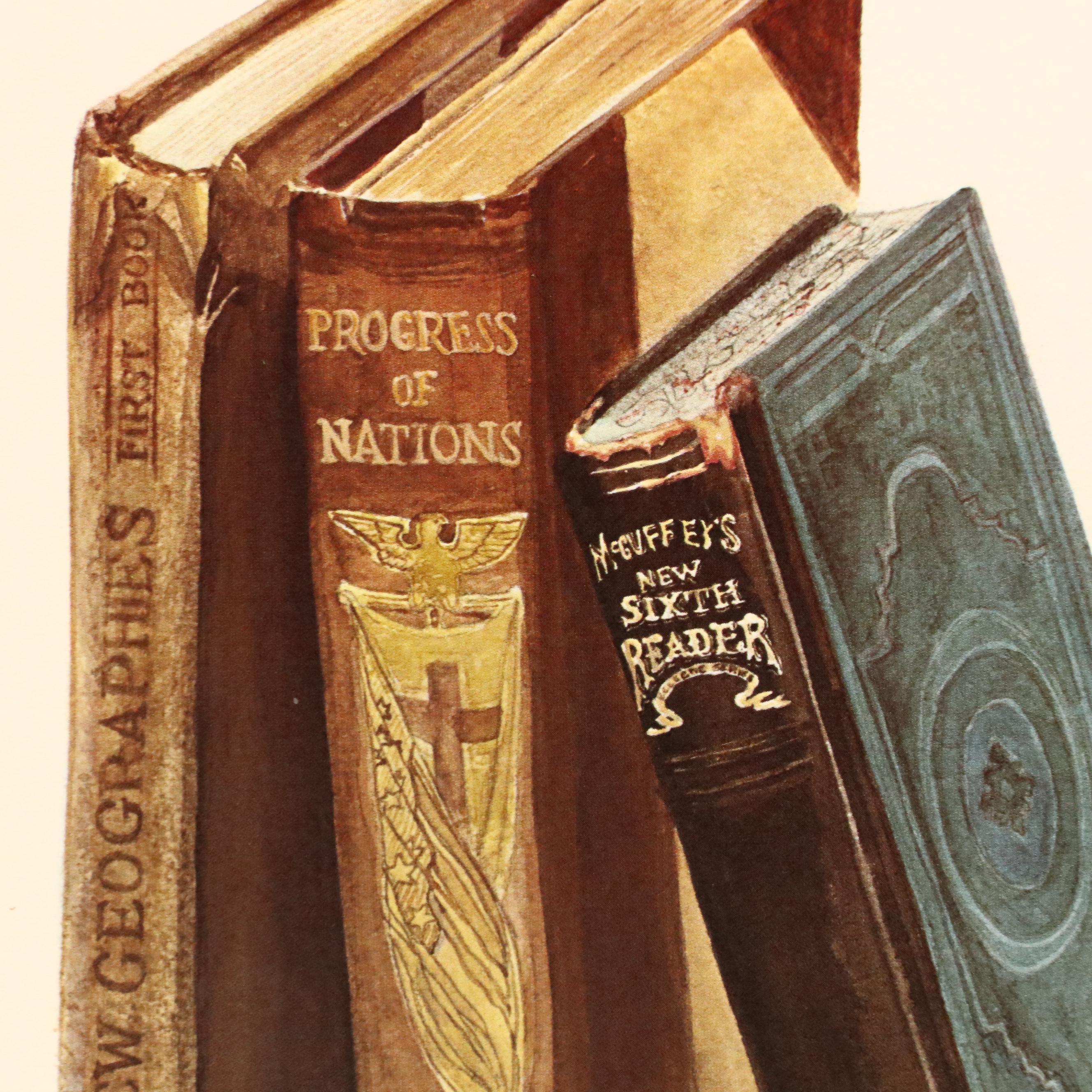 Ken Caringer Still Life Offset Lithograph "School Time" and Other Print, 1979