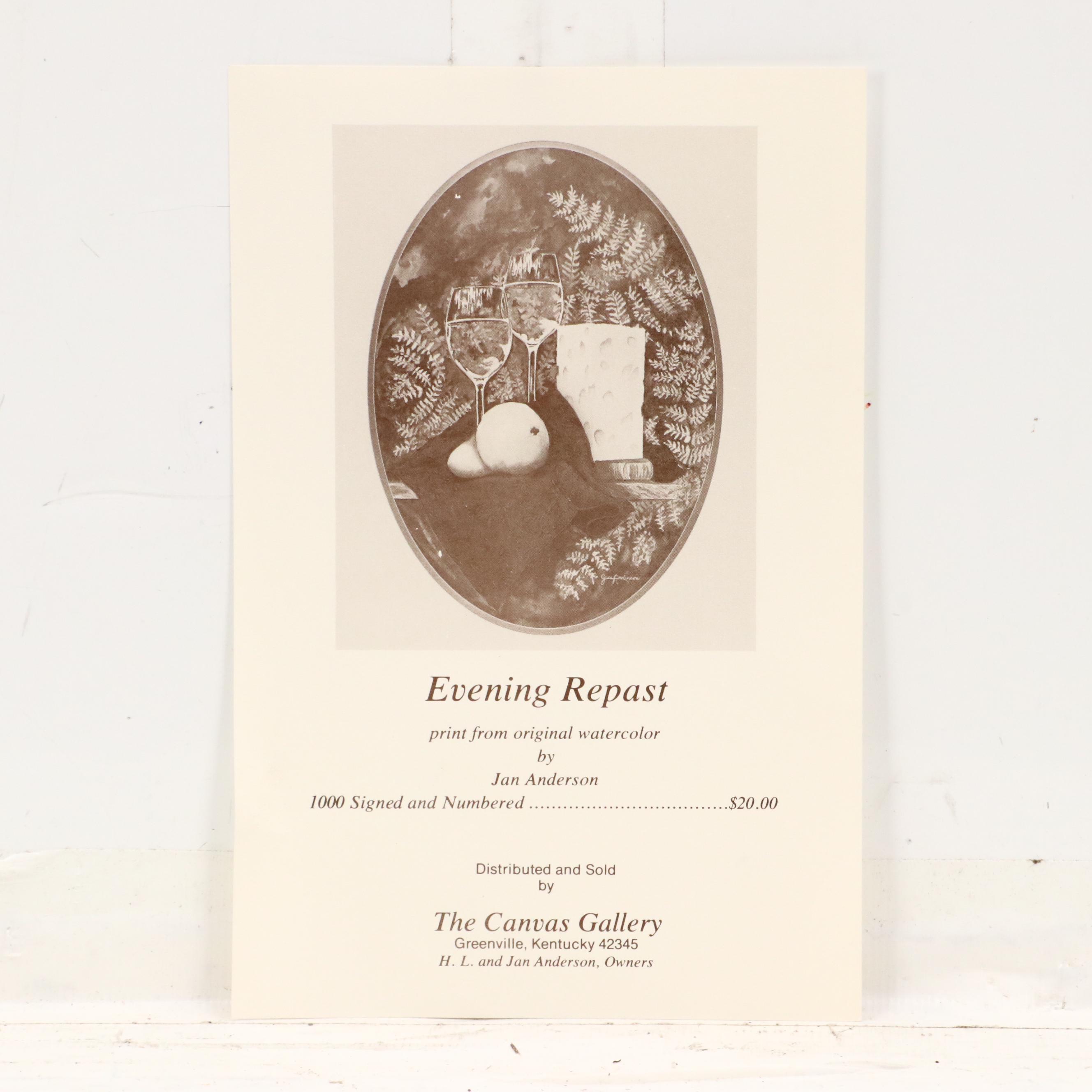 Ken Caringer Still Life Offset Lithograph "School Time" and Other Print, 1979