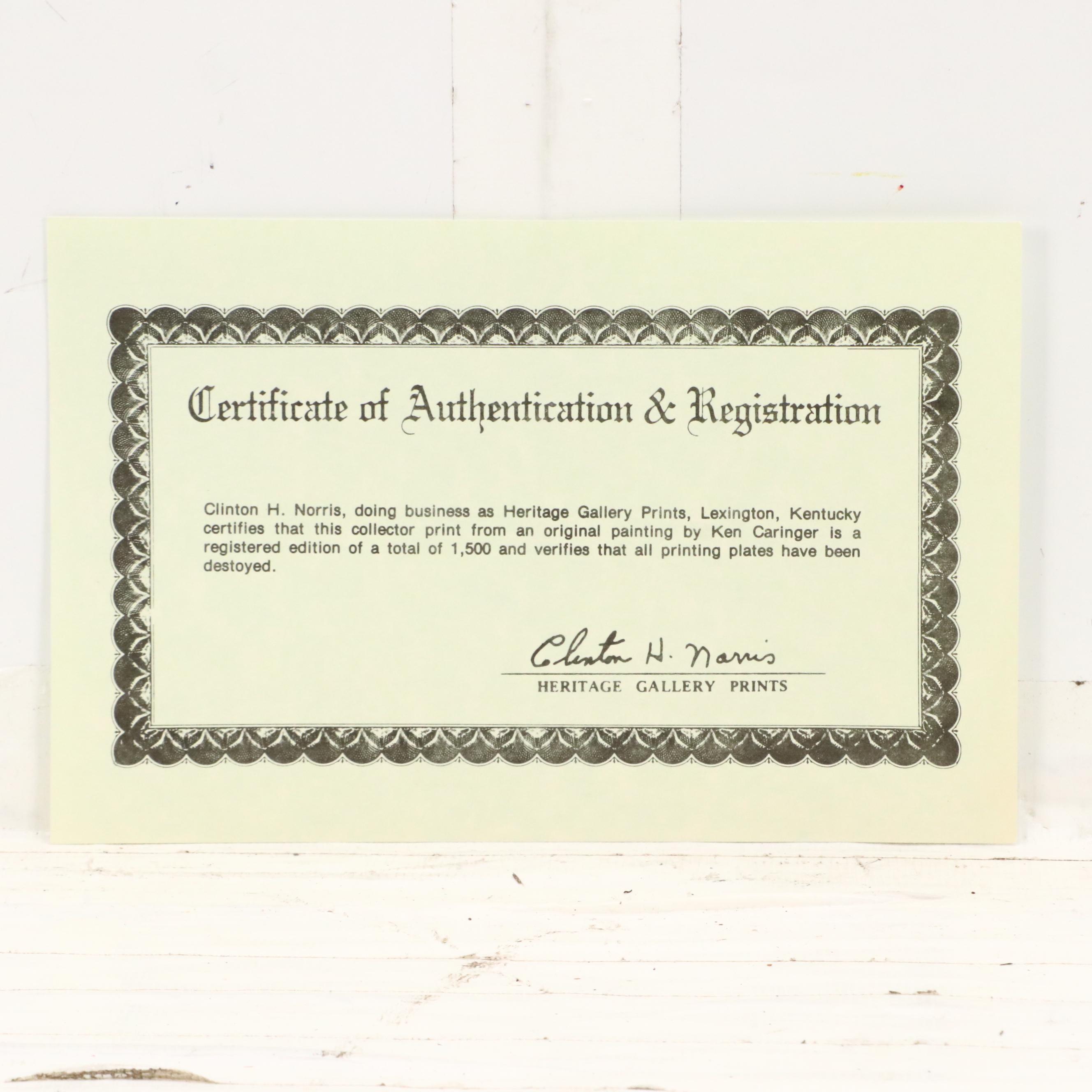 Ken Caringer Still Life Offset Lithograph "School Time" and Other Print, 1979