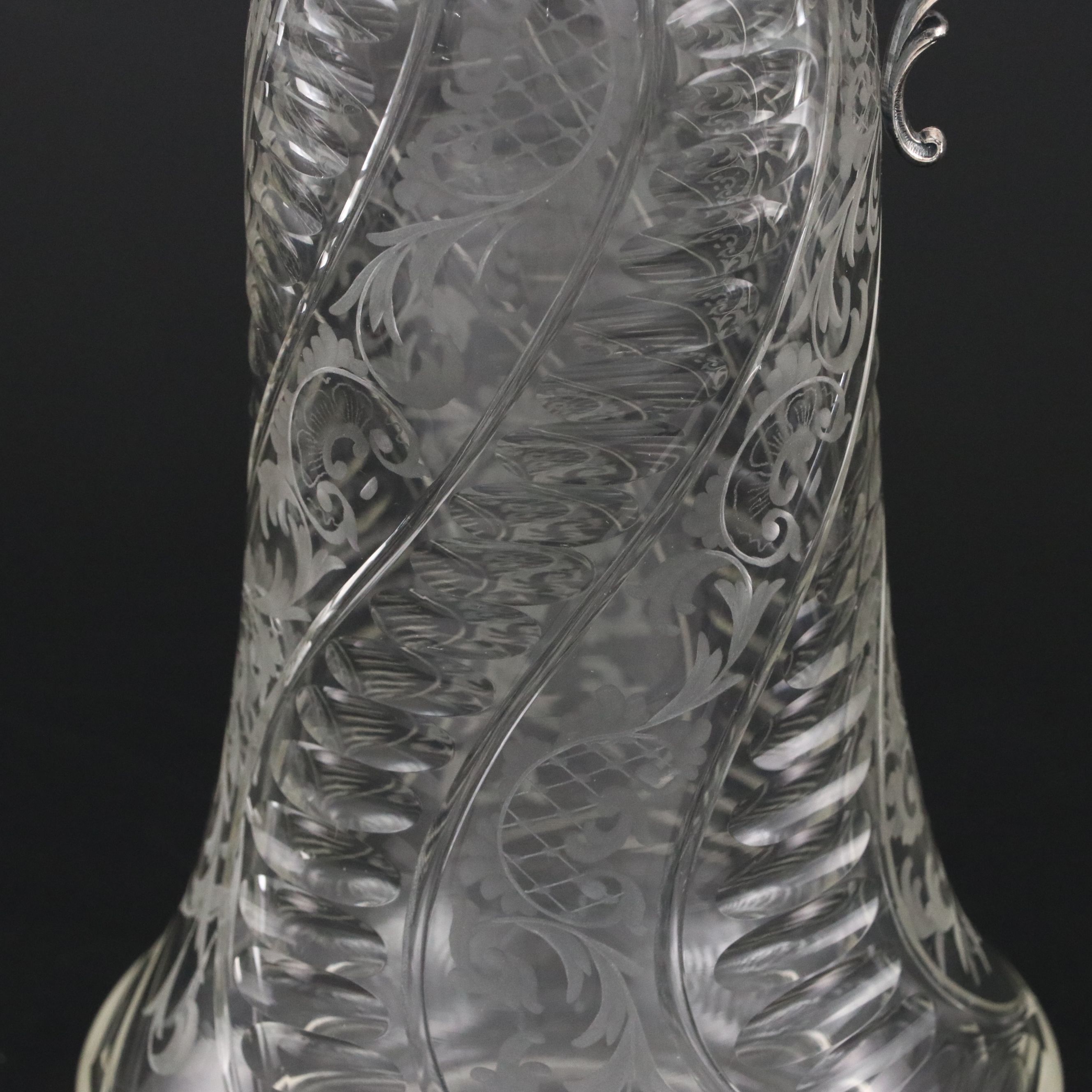 Rococo Revival Swirled Glass and Silver Plate Bacchus Claret Jug