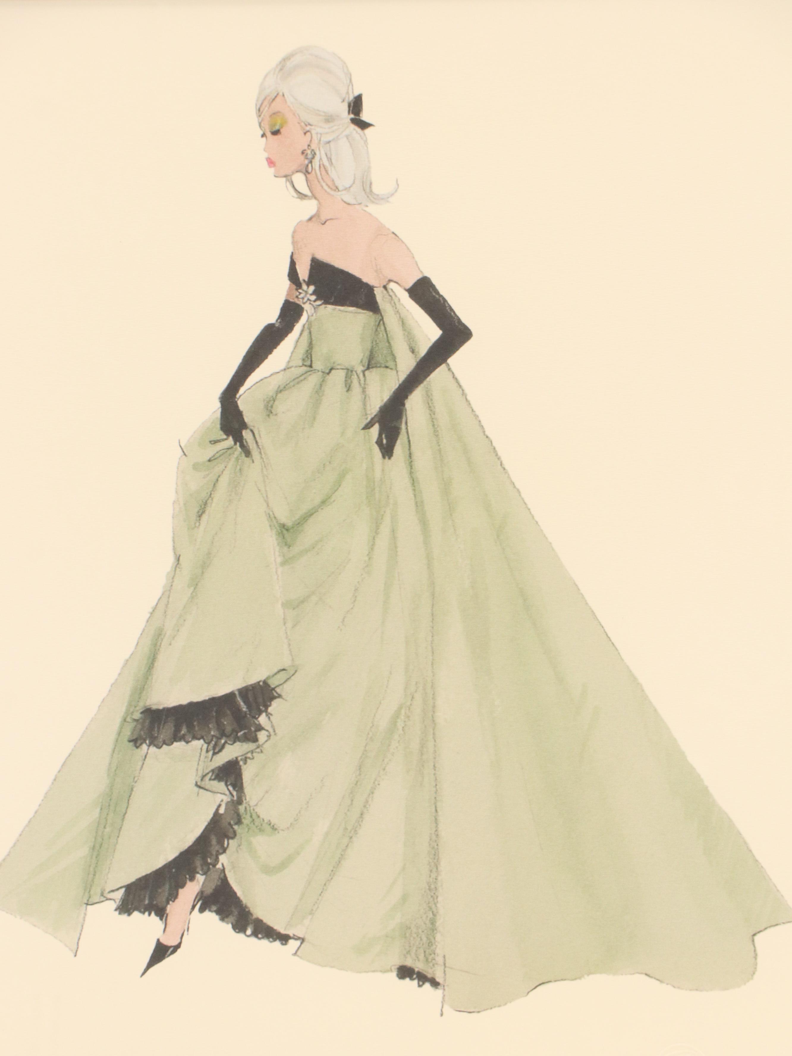 Robert Best Offset Lithograph "Barbie in Green Ballgown," Circa 2000