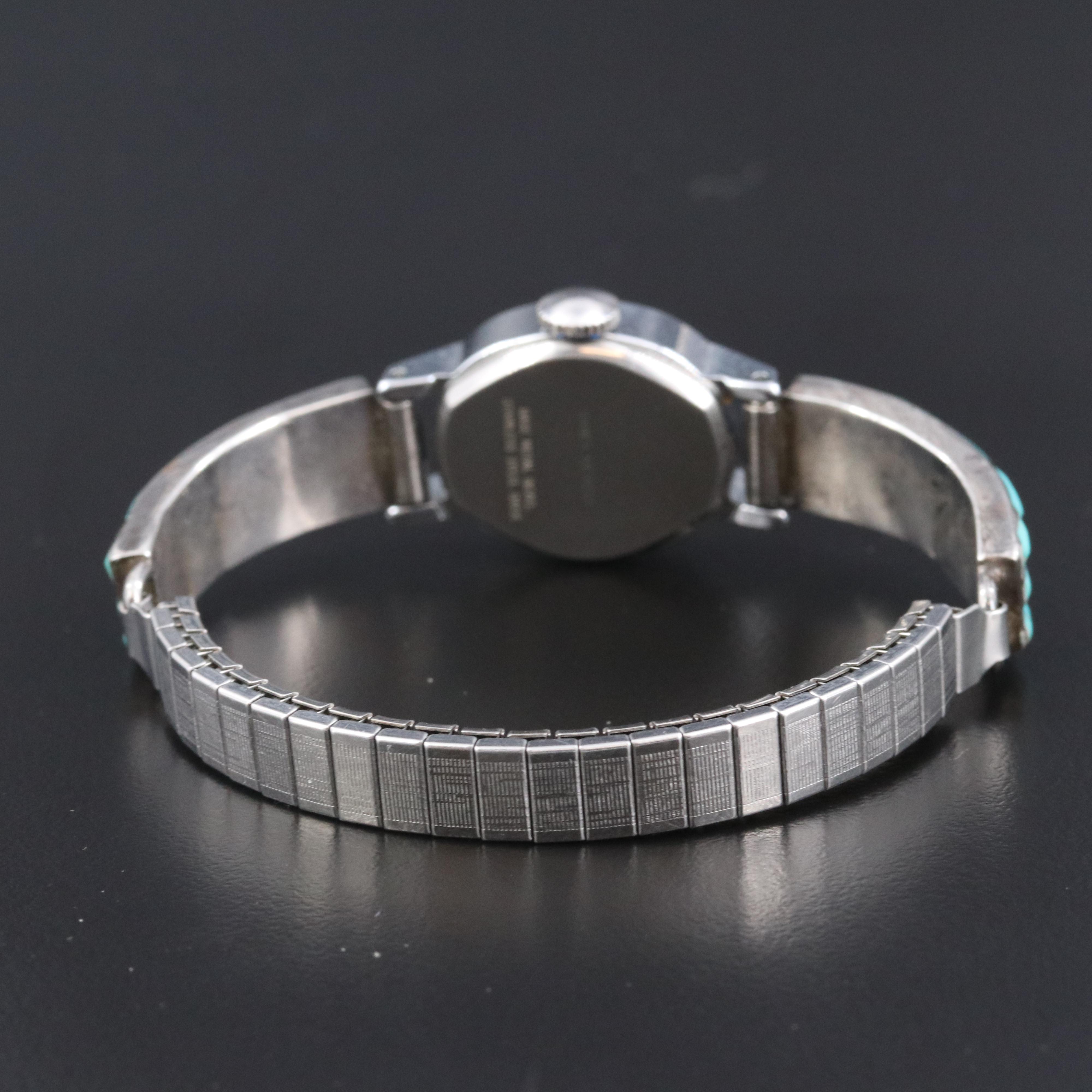 Timex Southwestern Style Sterling and Stainless Steel Stem Wind Watch