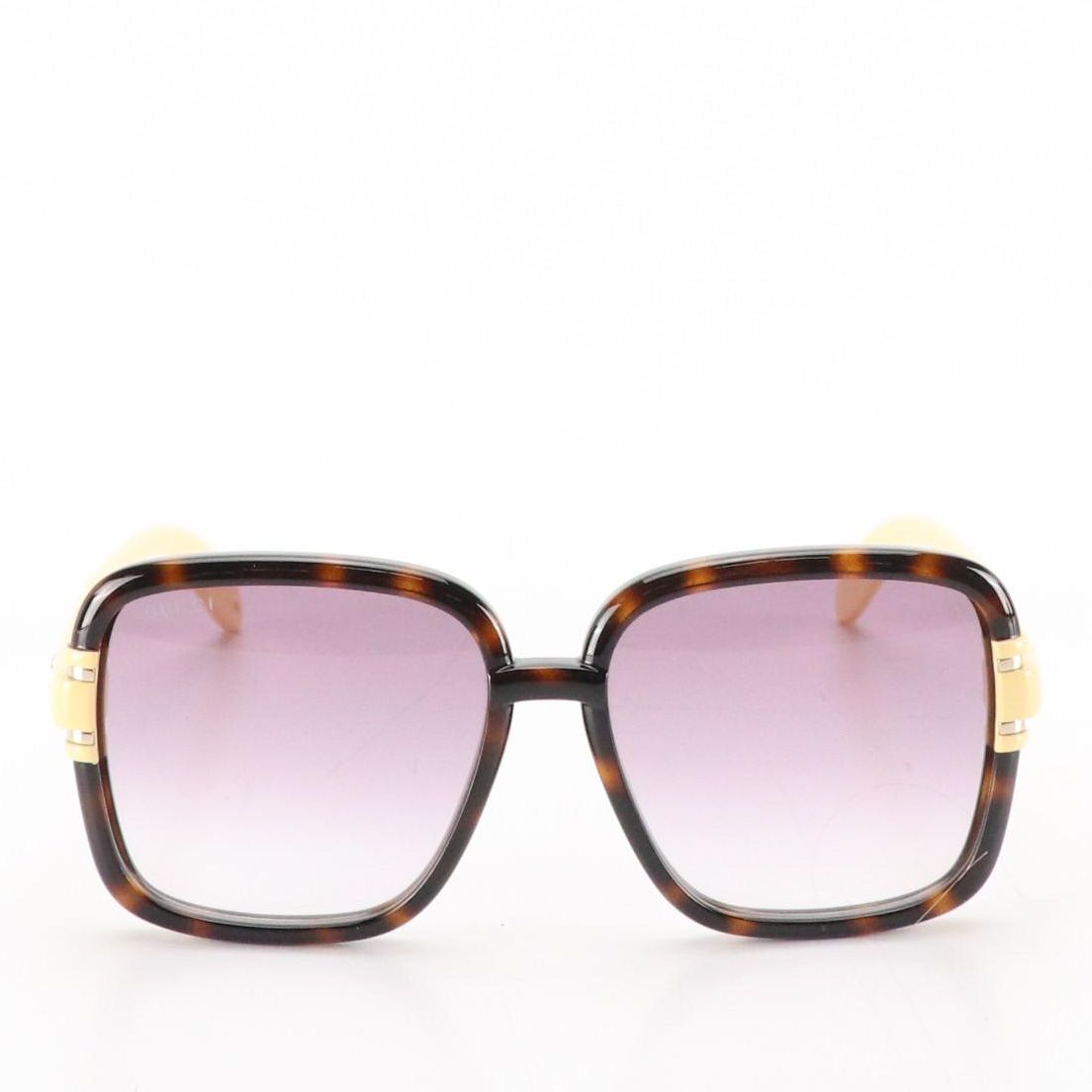 Gucci GG1066S Brown Havana Violet Lens Oversized Square Sunglasses with Case