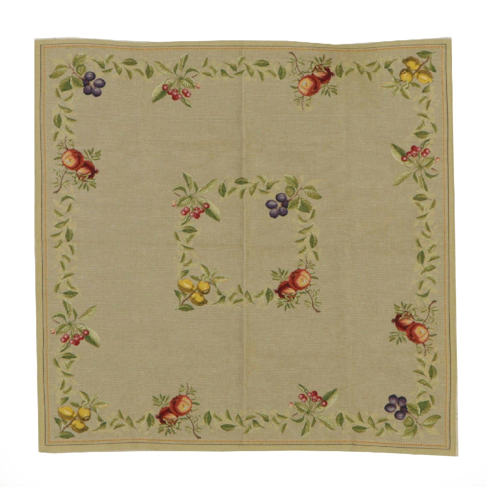 French Woven Iosis Cotton and Wool Blend Tablecloth