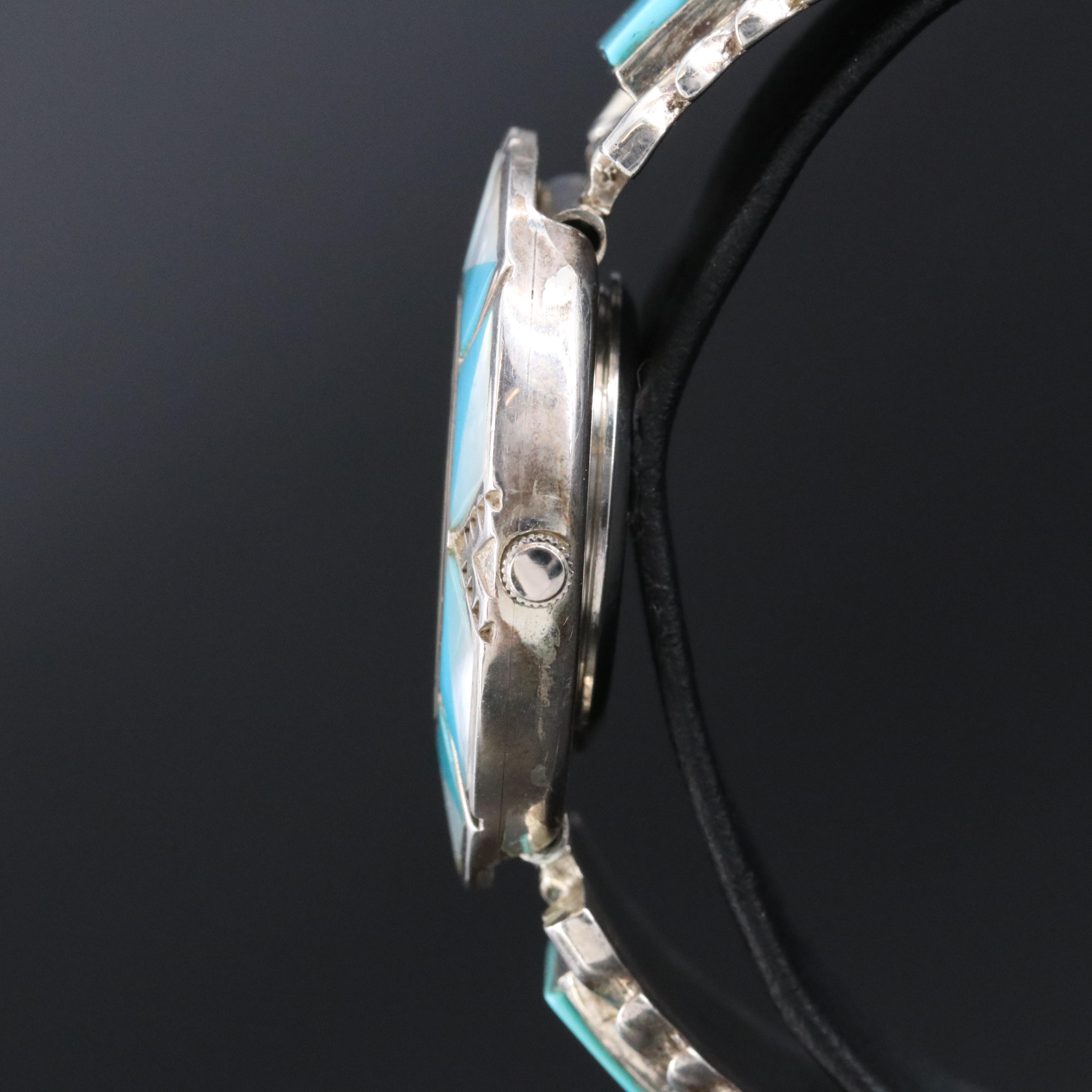 Surrisi Sterling and Stainless Steel, Mother-Of-Pearl and Faux Turquoise Watch