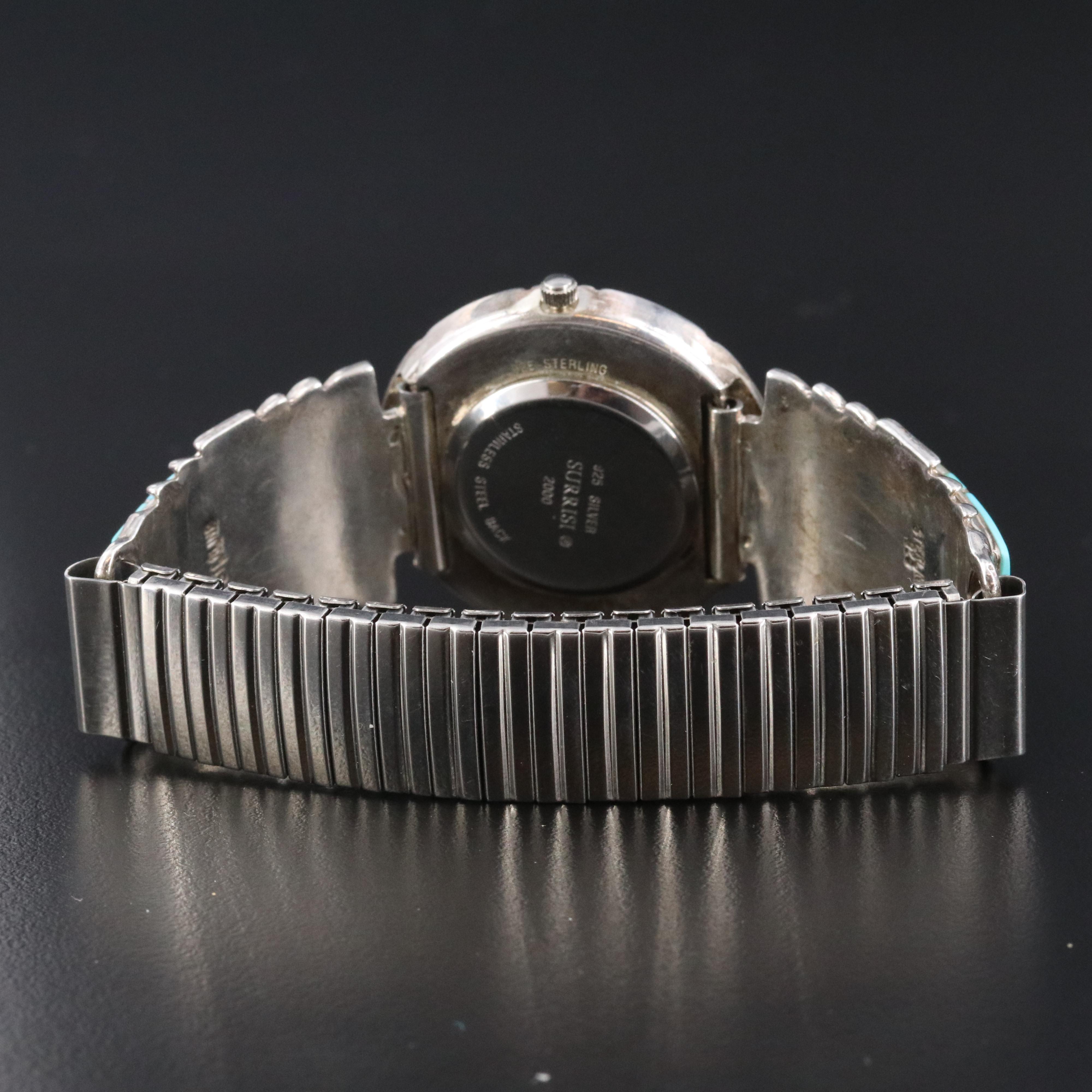 Surrisi Sterling and Stainless Steel, Mother-Of-Pearl and Faux Turquoise Watch