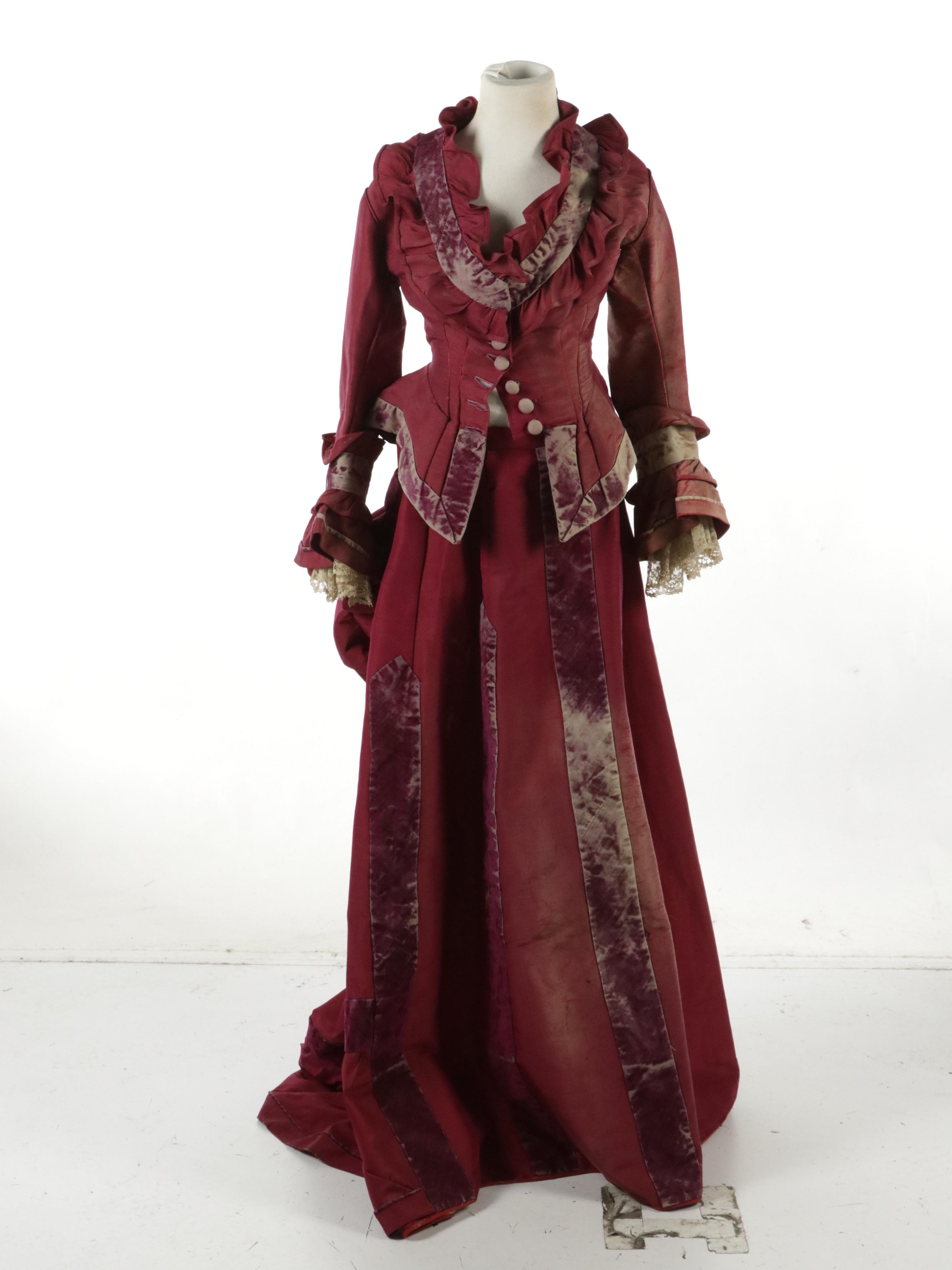 Late Victorian Bustle Dresses, Mourning Gown, Lace Dress/Top, and Piano Shawl