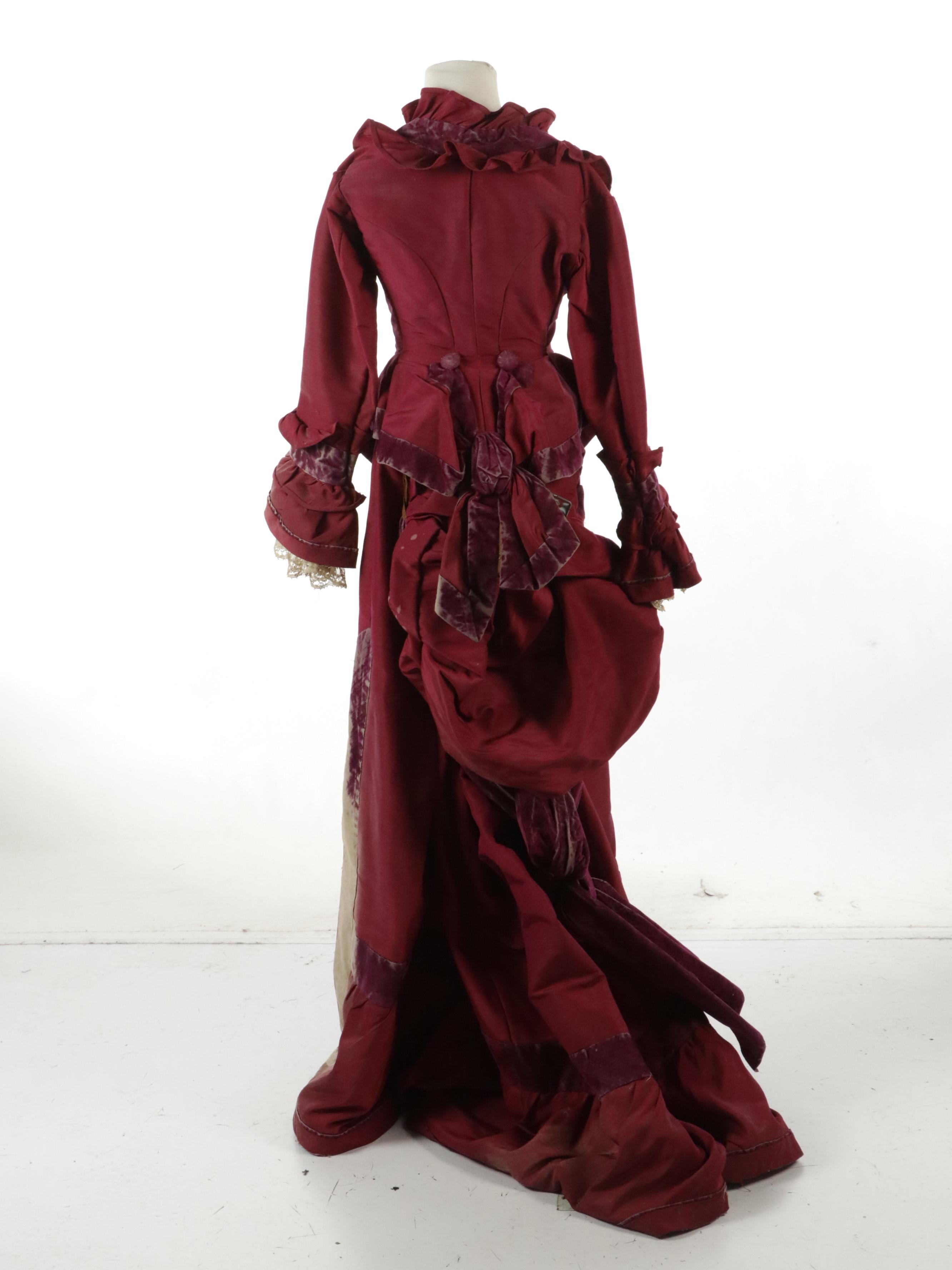 Late Victorian Bustle Dresses, Mourning Gown, Lace Dress/Top, and Piano Shawl