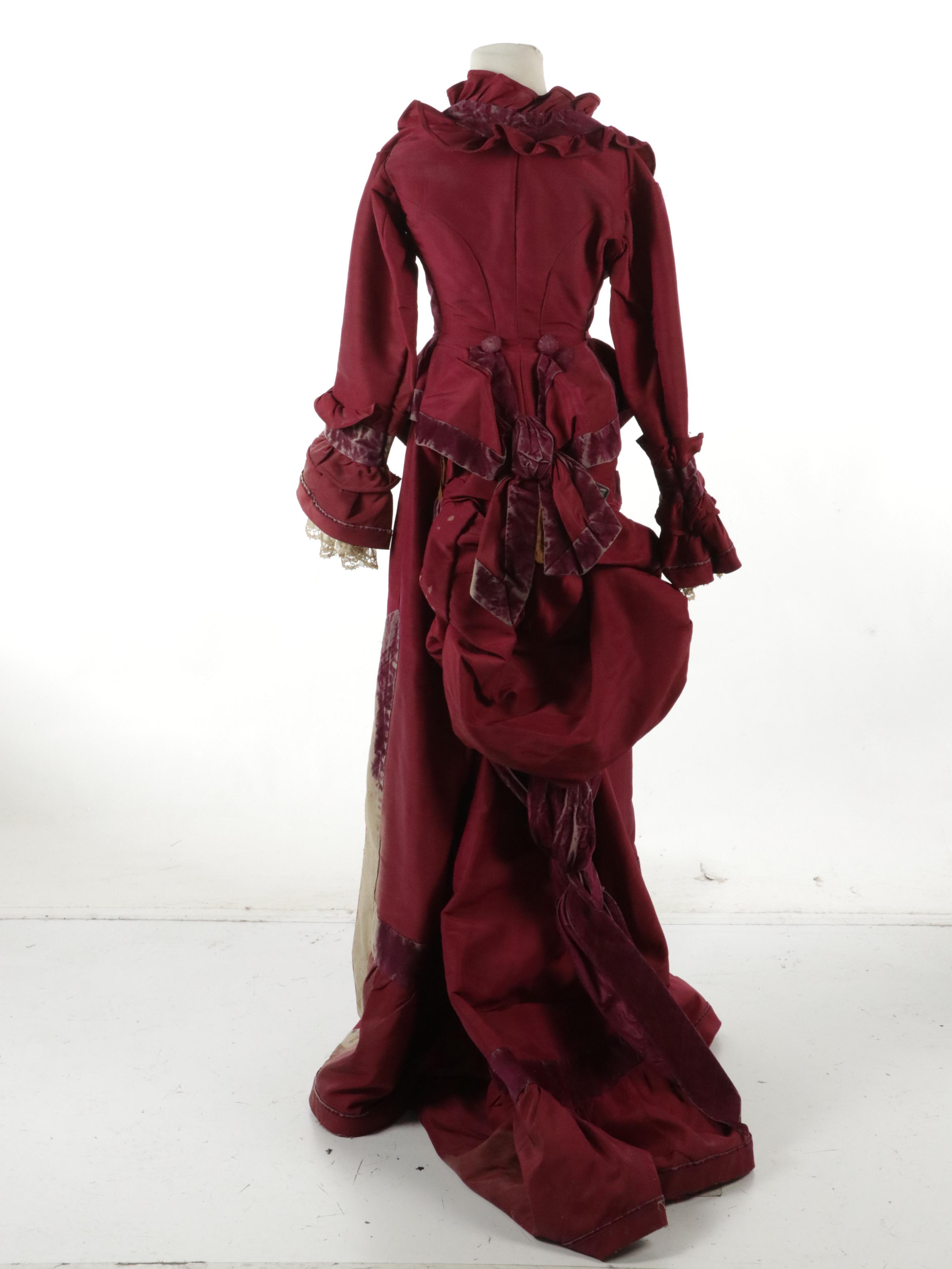 Late Victorian Bustle Dresses, Mourning Gown, Lace Dress/Top, and Piano Shawl