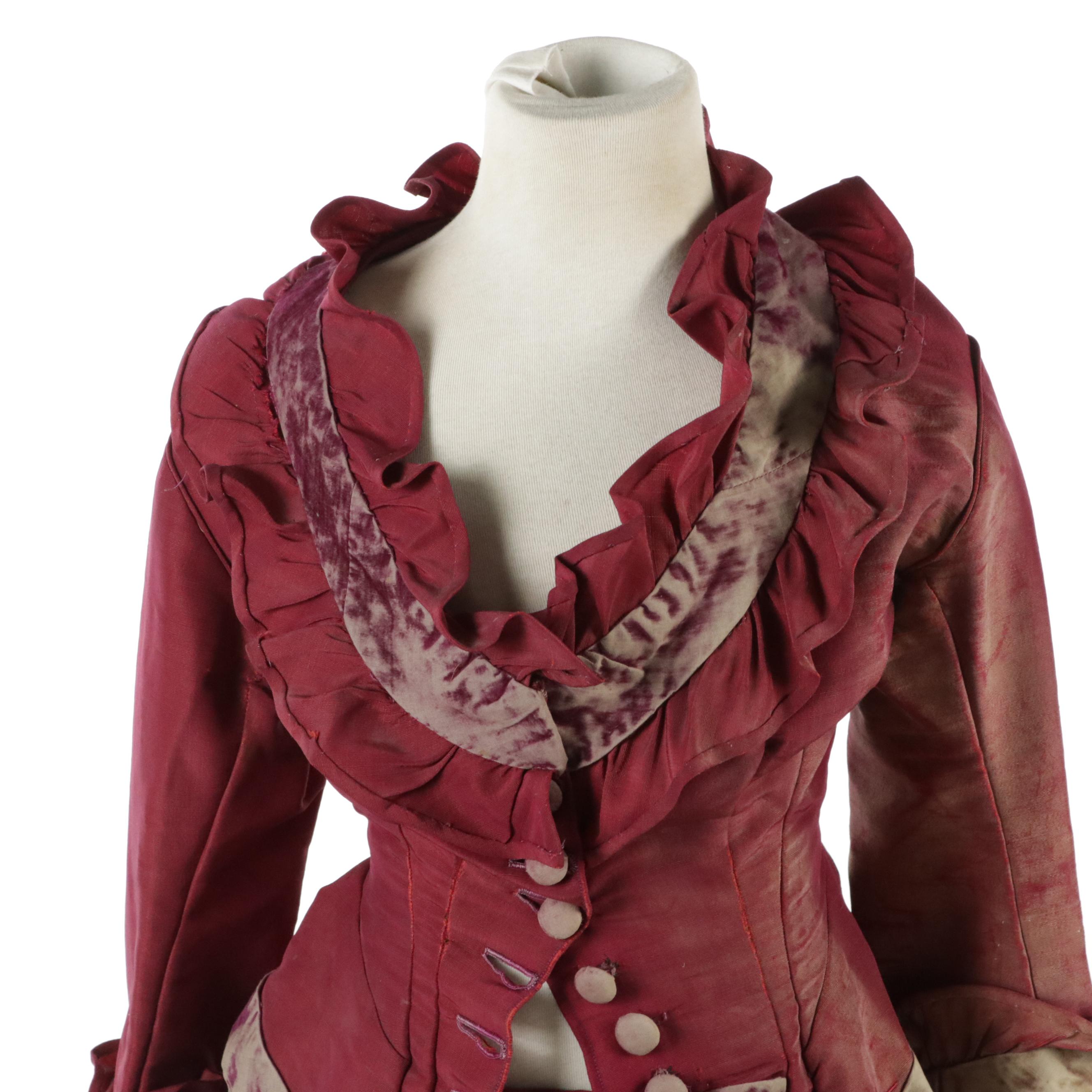 Late Victorian Bustle Dresses, Mourning Gown, Lace Dress/Top, and Piano Shawl