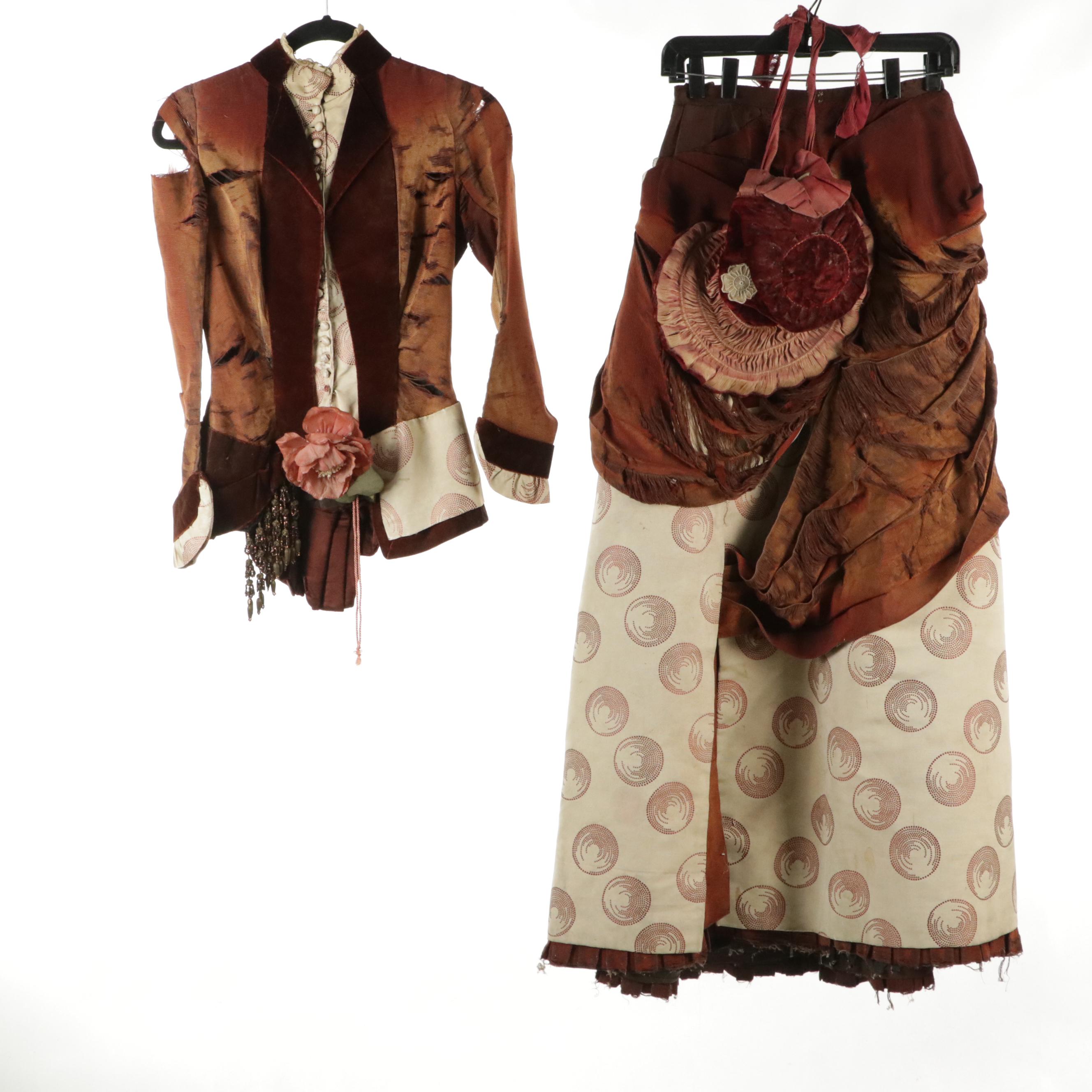 Late Victorian Bustle Dresses, Mourning Gown, Lace Dress/Top, and Piano Shawl