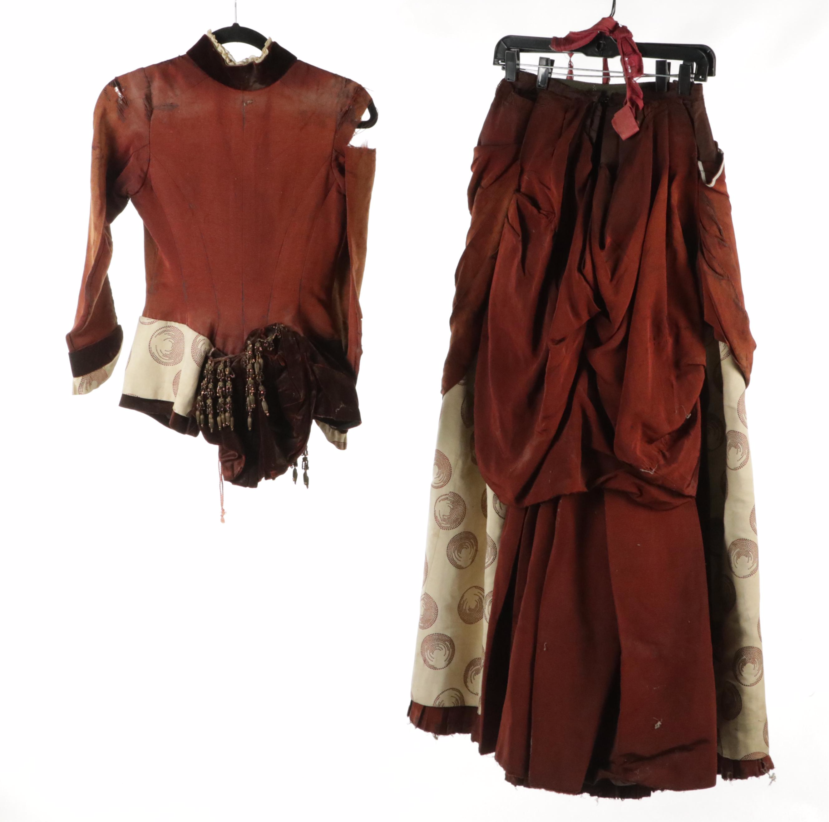 Late Victorian Bustle Dresses, Mourning Gown, Lace Dress/Top, and Piano Shawl