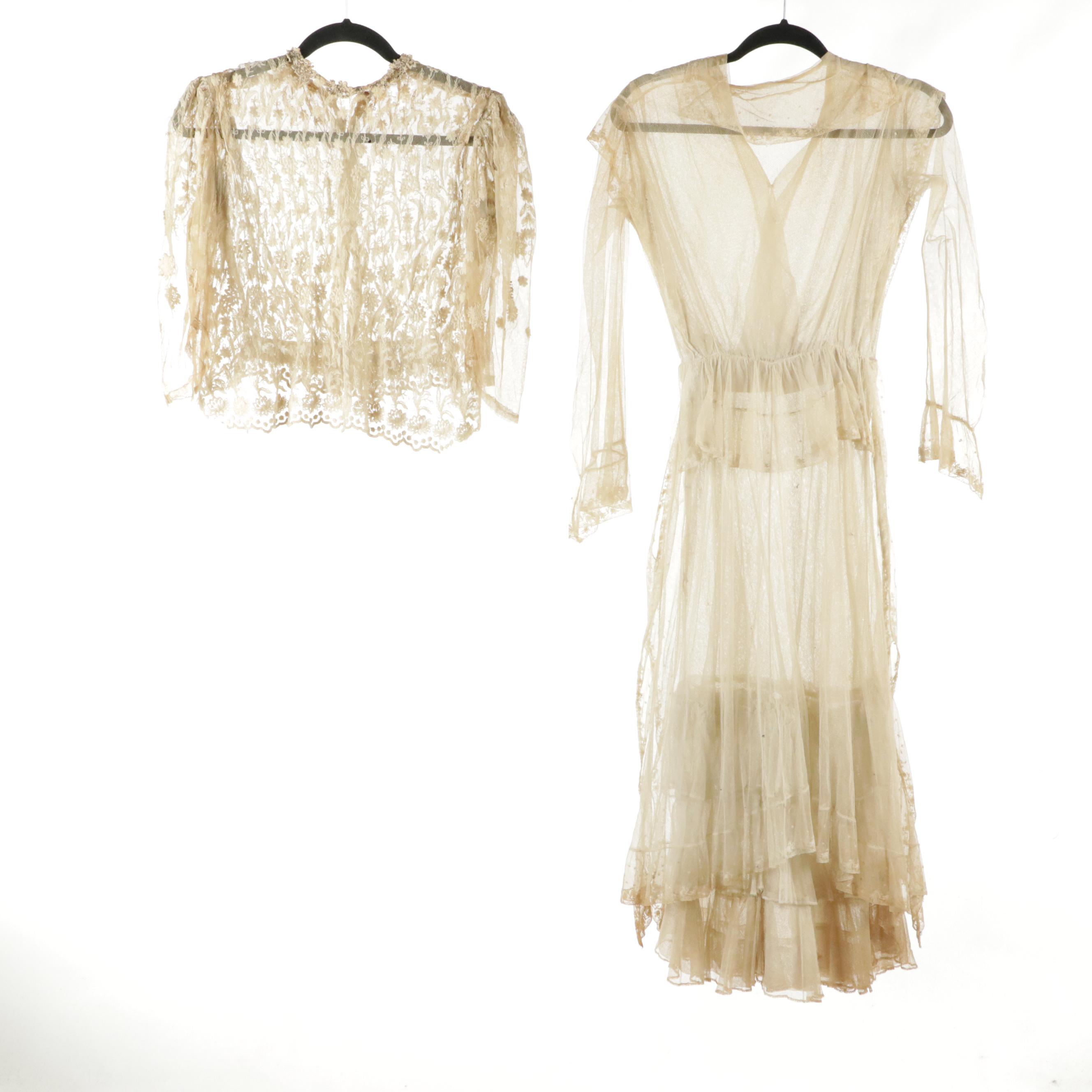 Late Victorian Bustle Dresses, Mourning Gown, Lace Dress/Top, and Piano Shawl