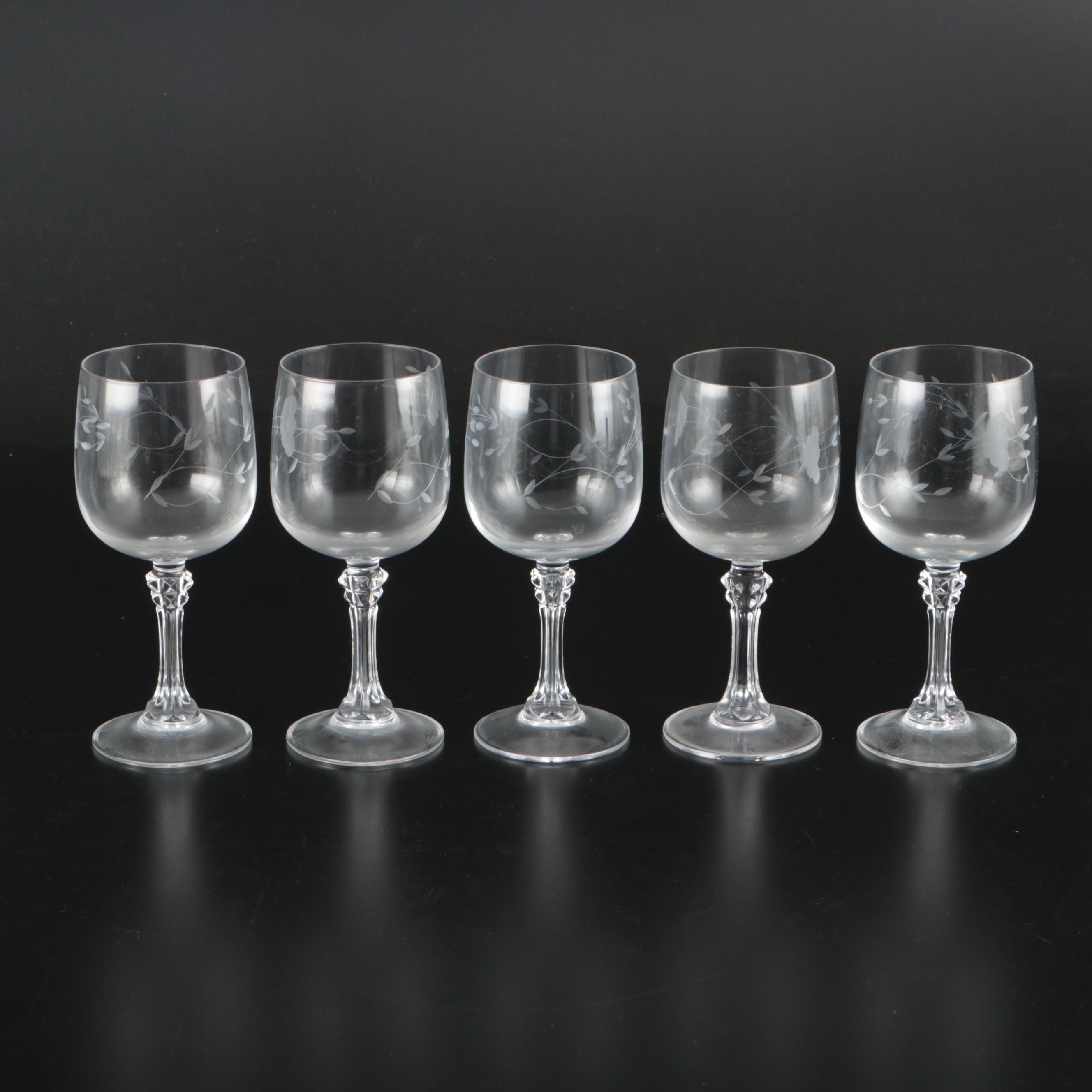 Princess House "Bordeaux Clear" Champagne Coupes & Water Goblets, Late 20th C.