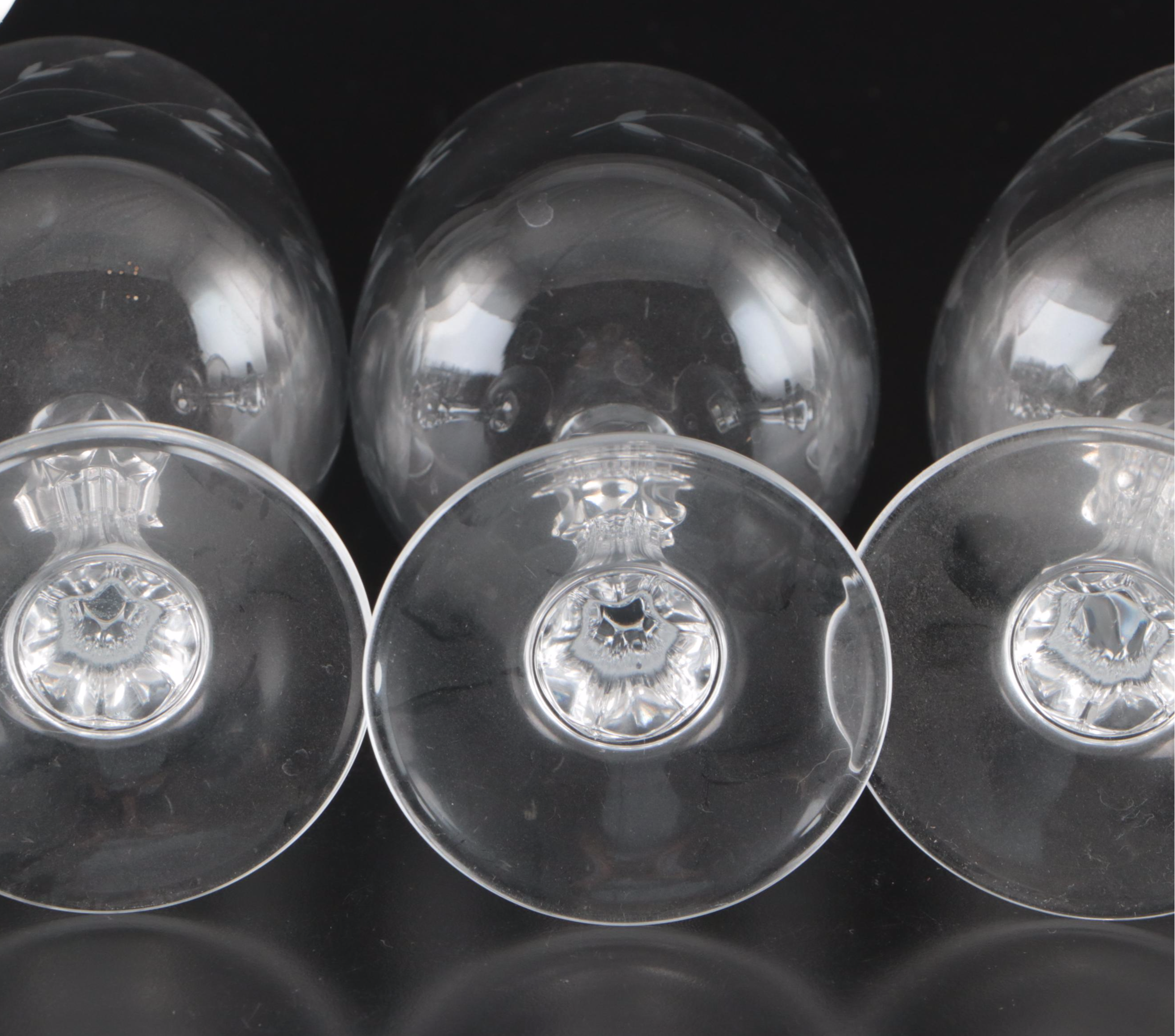 Princess House "Bordeaux Clear" Champagne Coupes & Water Goblets, Late 20th C.