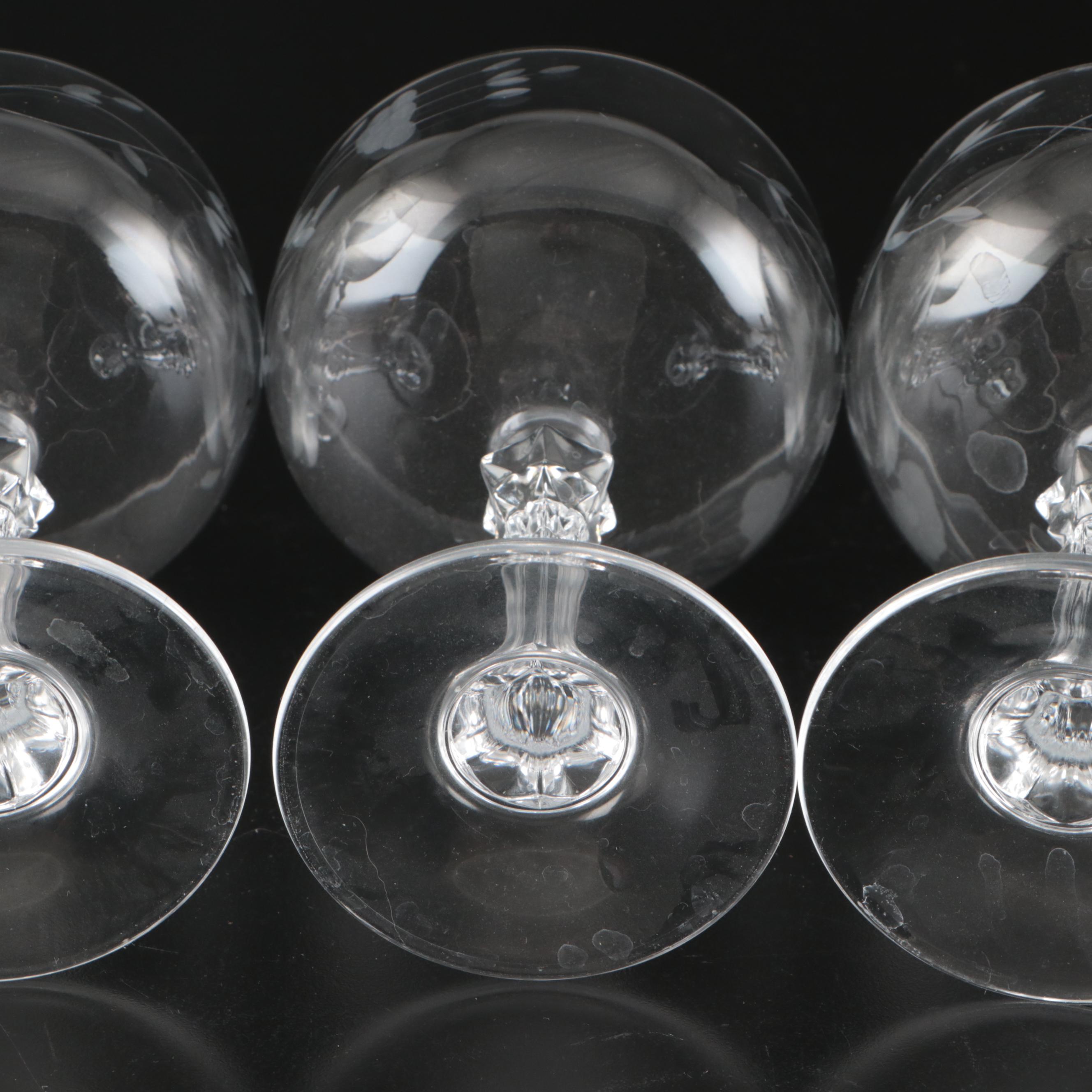 Princess House "Bordeaux Clear" Champagne Coupes & Water Goblets, Late 20th C.