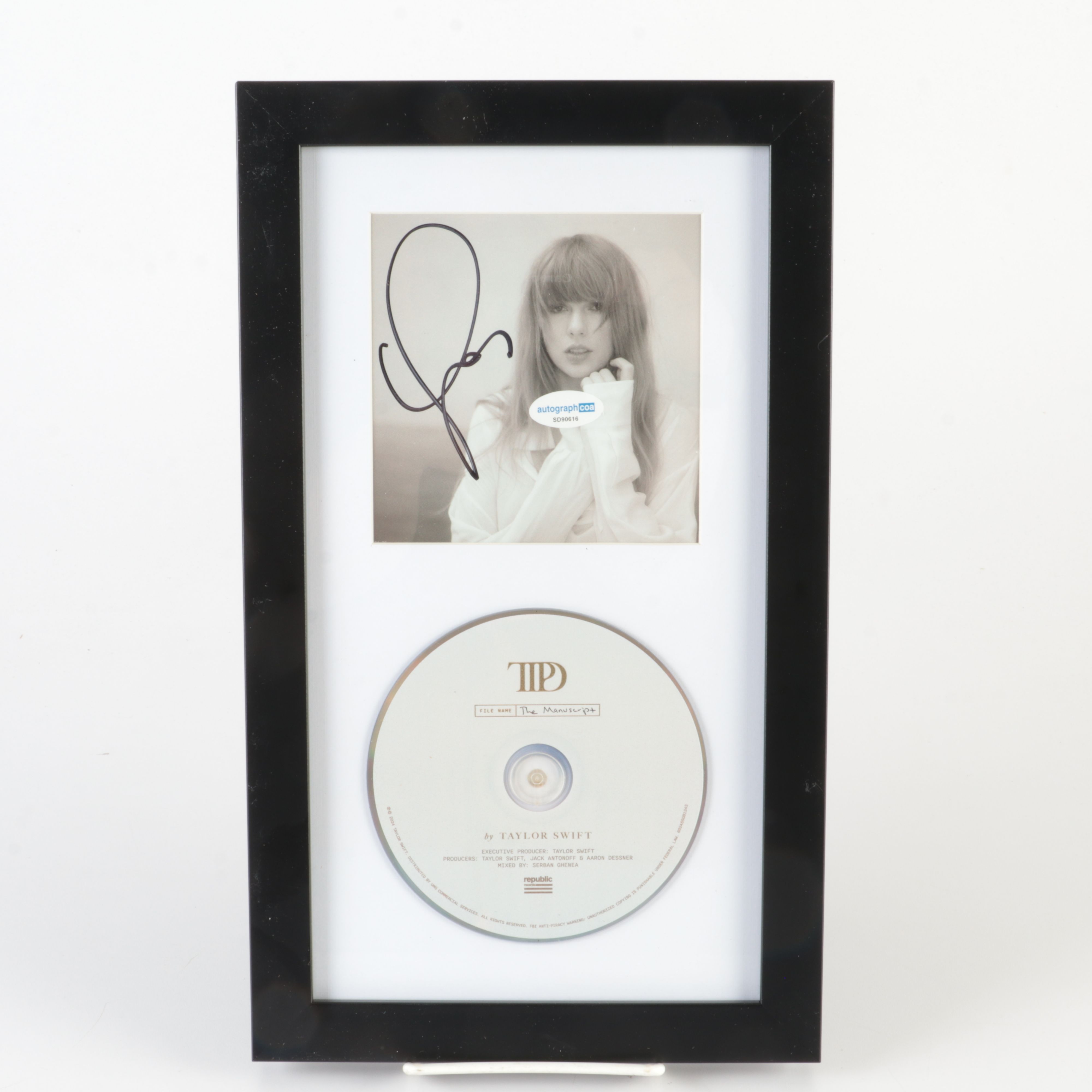 Taylor Swift Signed "The Tortured Poets Department" CD Card in Frame