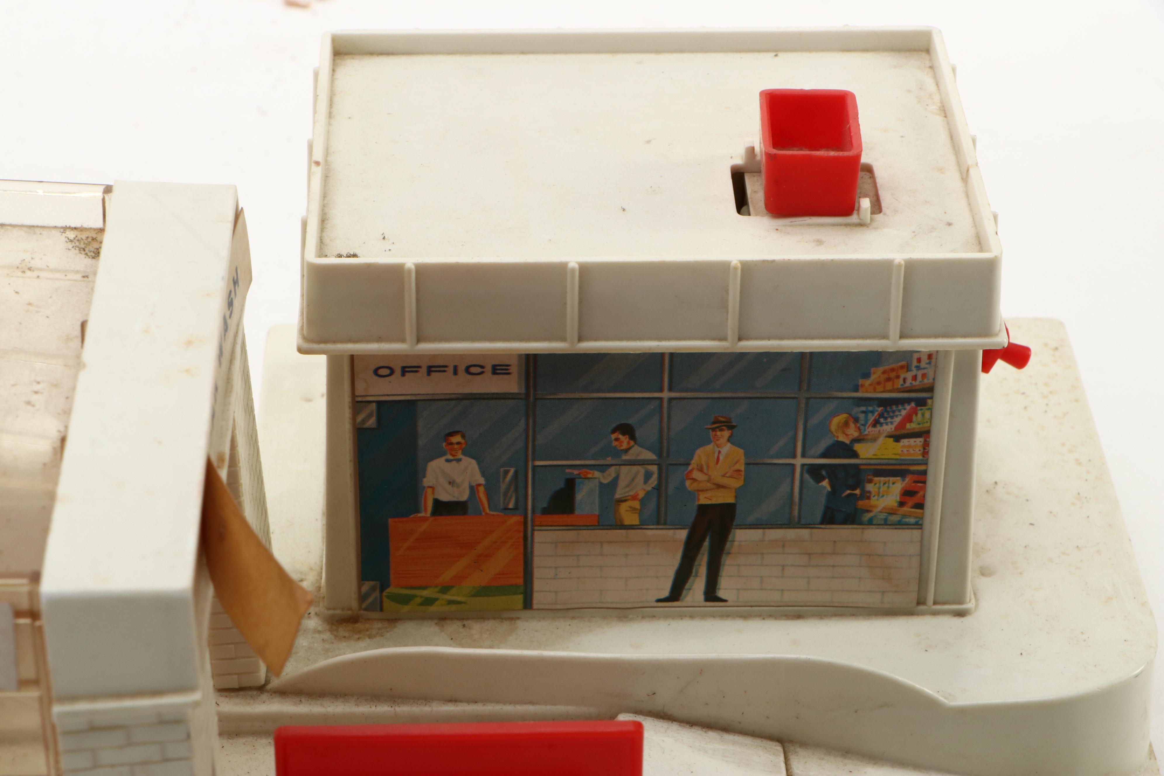 Marx Tin Litho Day & Nite Service Station with Remco Mr. Kelly's Car Wash Toy