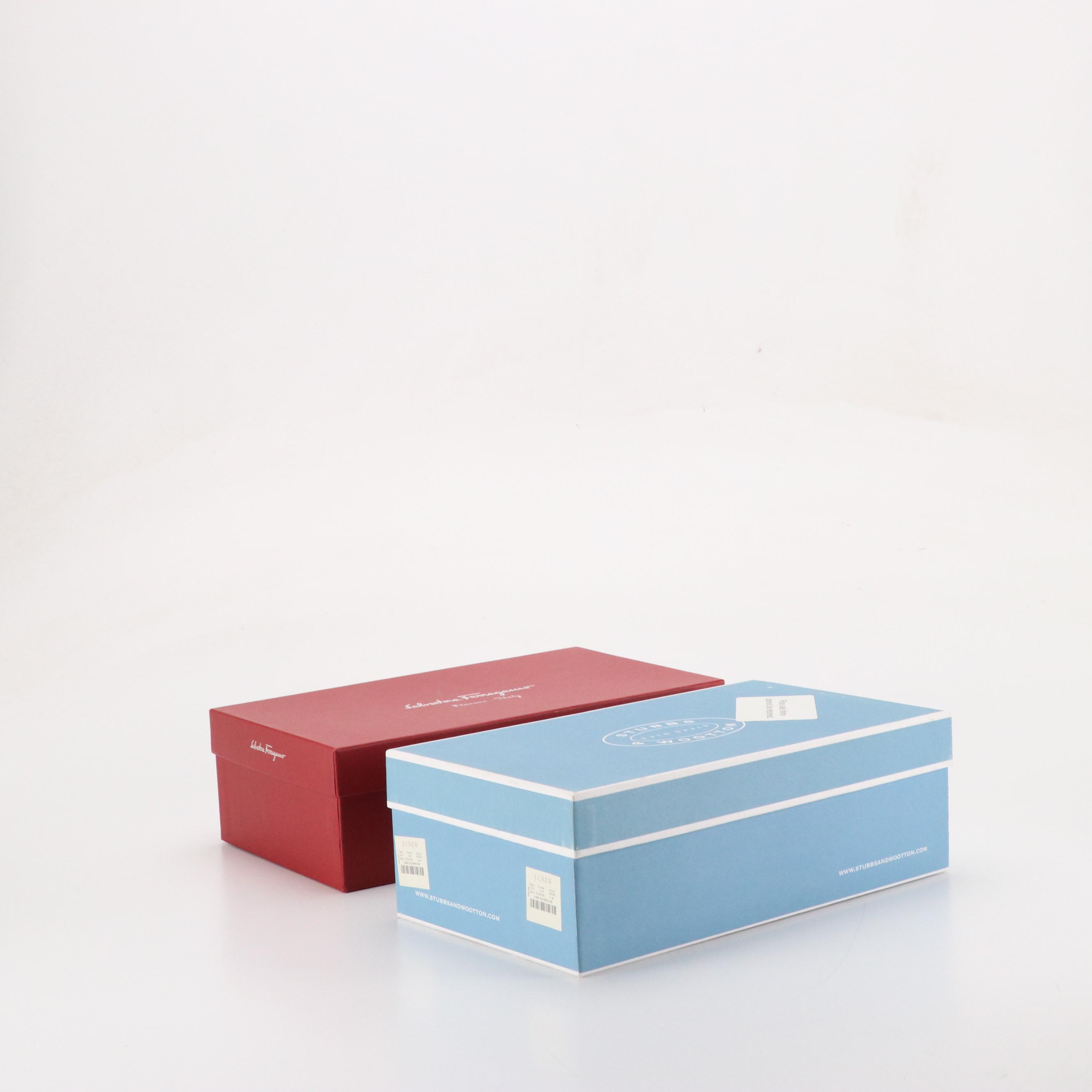 Salvatore Ferragamo Distinta Pumps, Stubbs & Wootton Linen Slippers with Boxes