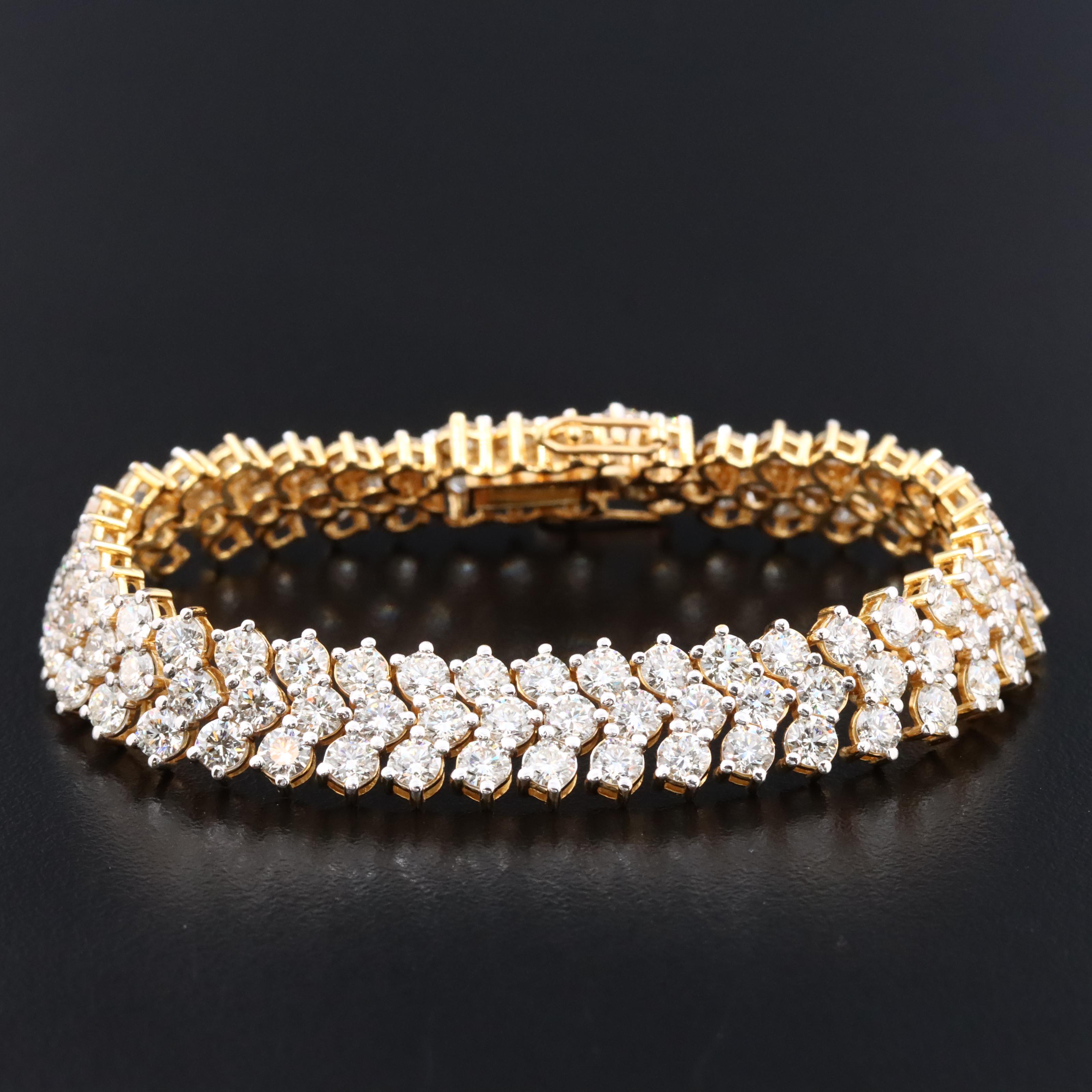 18K 12.06 CTW Diamond Triple Row Line Bracelet