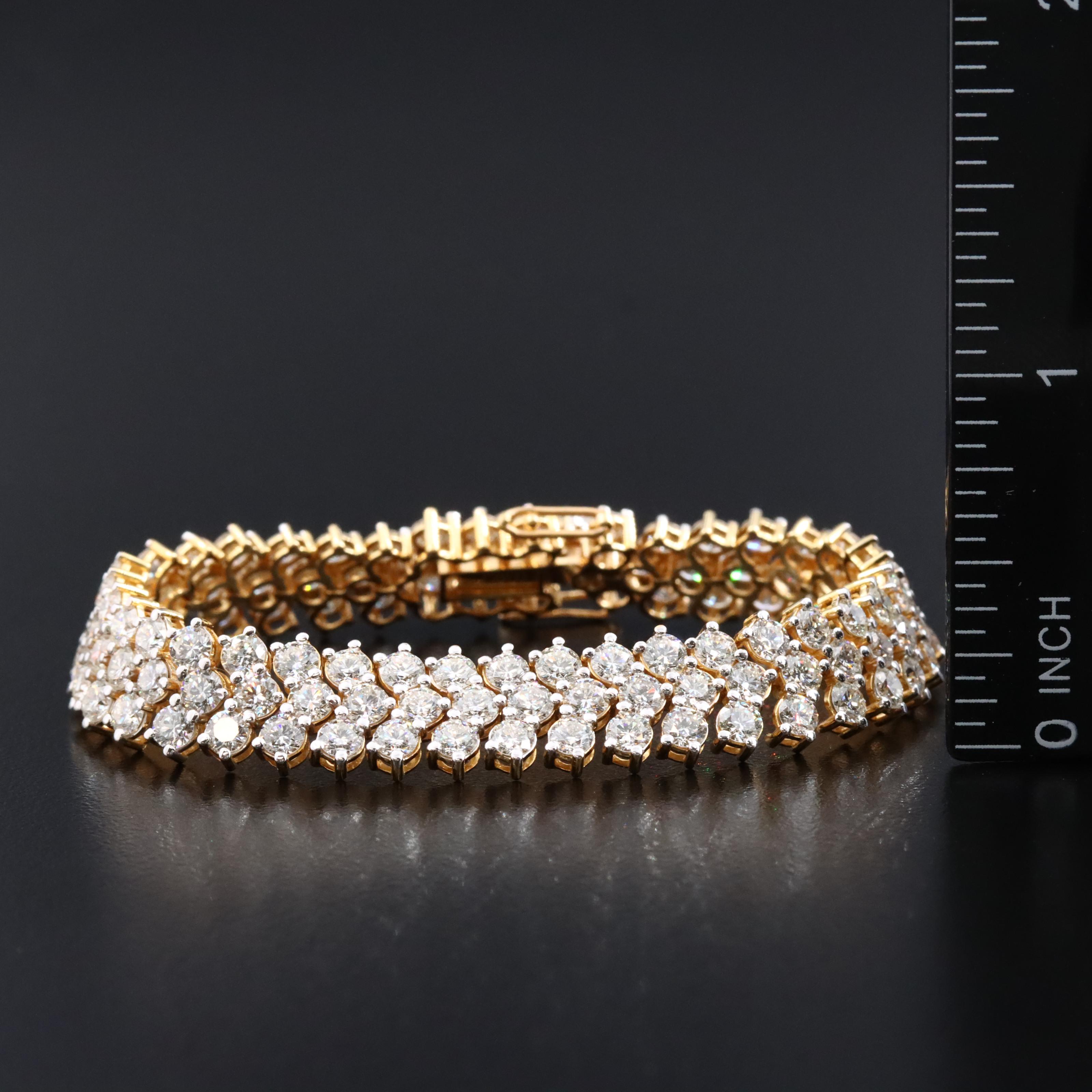 18K 12.06 CTW Diamond Triple Row Line Bracelet