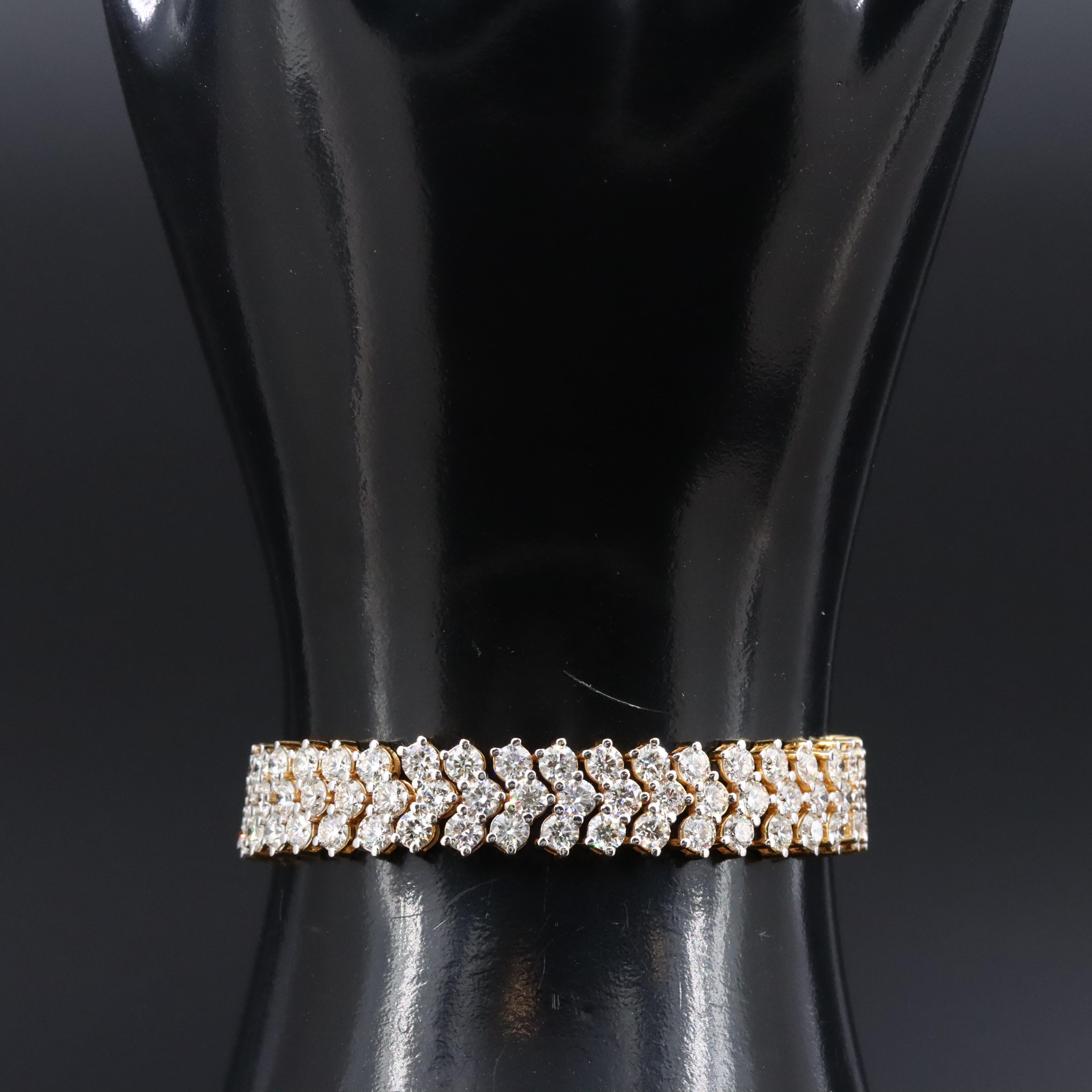 18K 12.06 CTW Diamond Triple Row Line Bracelet