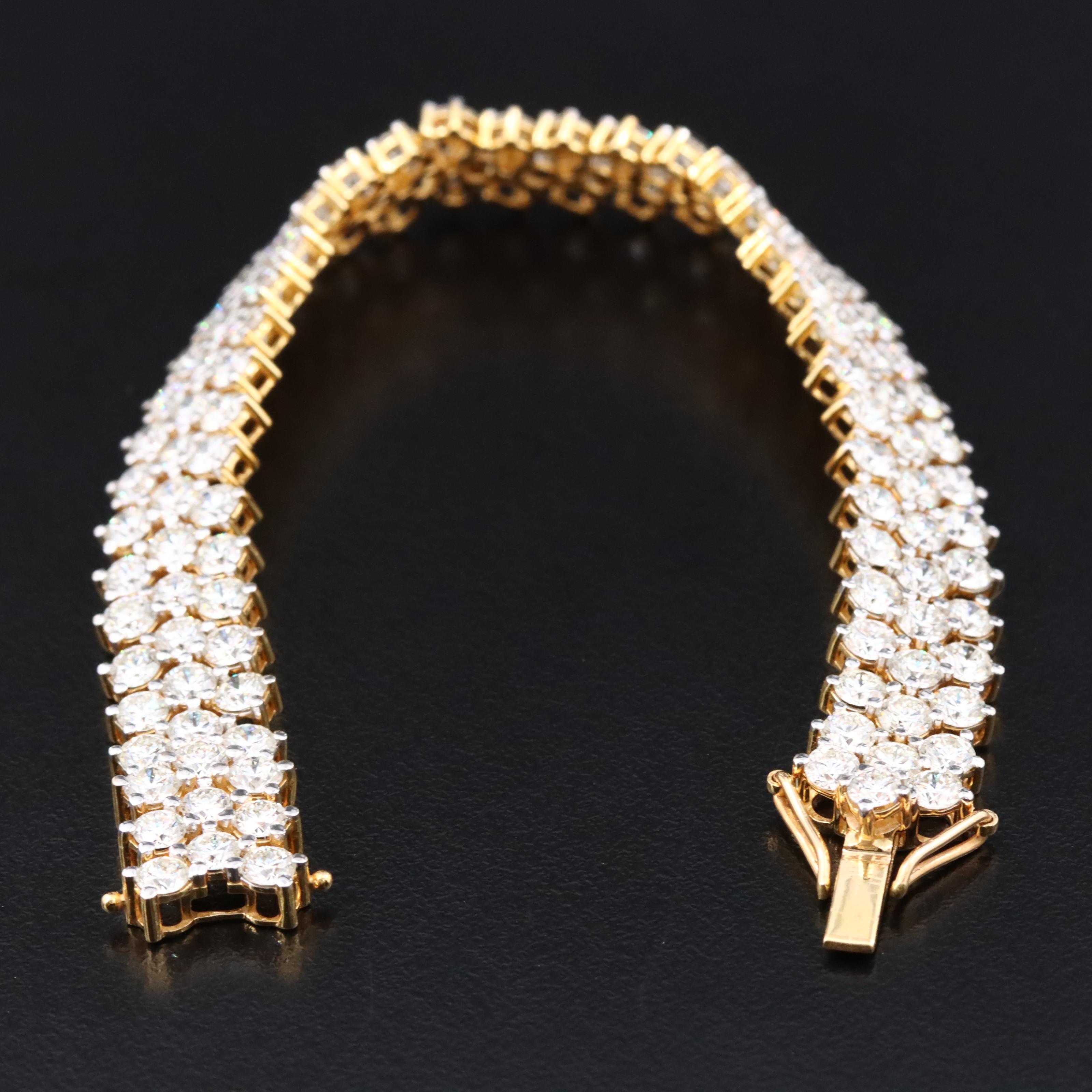 18K 12.06 CTW Diamond Triple Row Line Bracelet